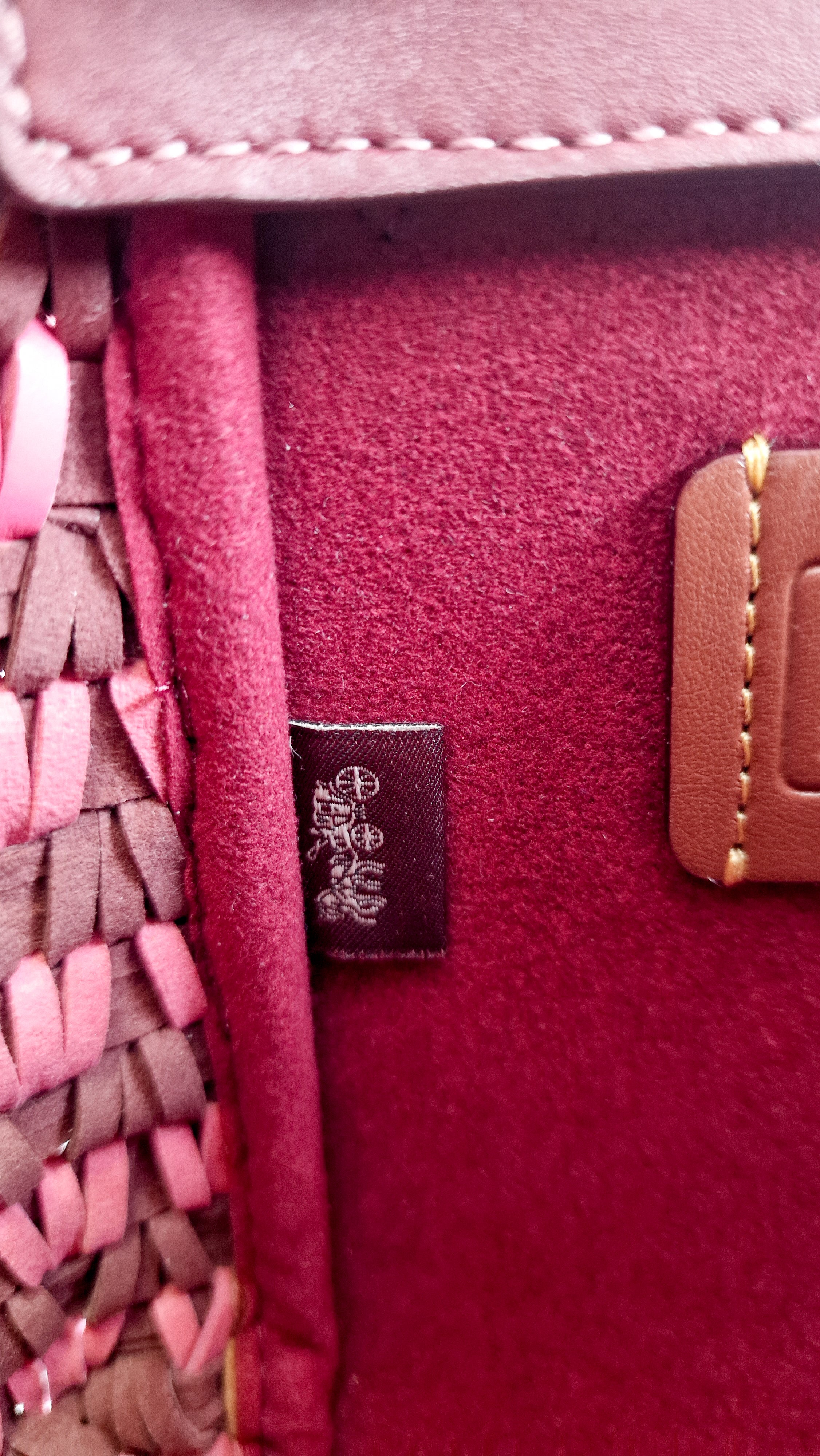 Coach 1941 Troupe Tote 16 in Confetti Pink with Weaving Upwoven sides Smooth Leather - Crossbody Mini Bag Handbag - Coach 619 - Image 15