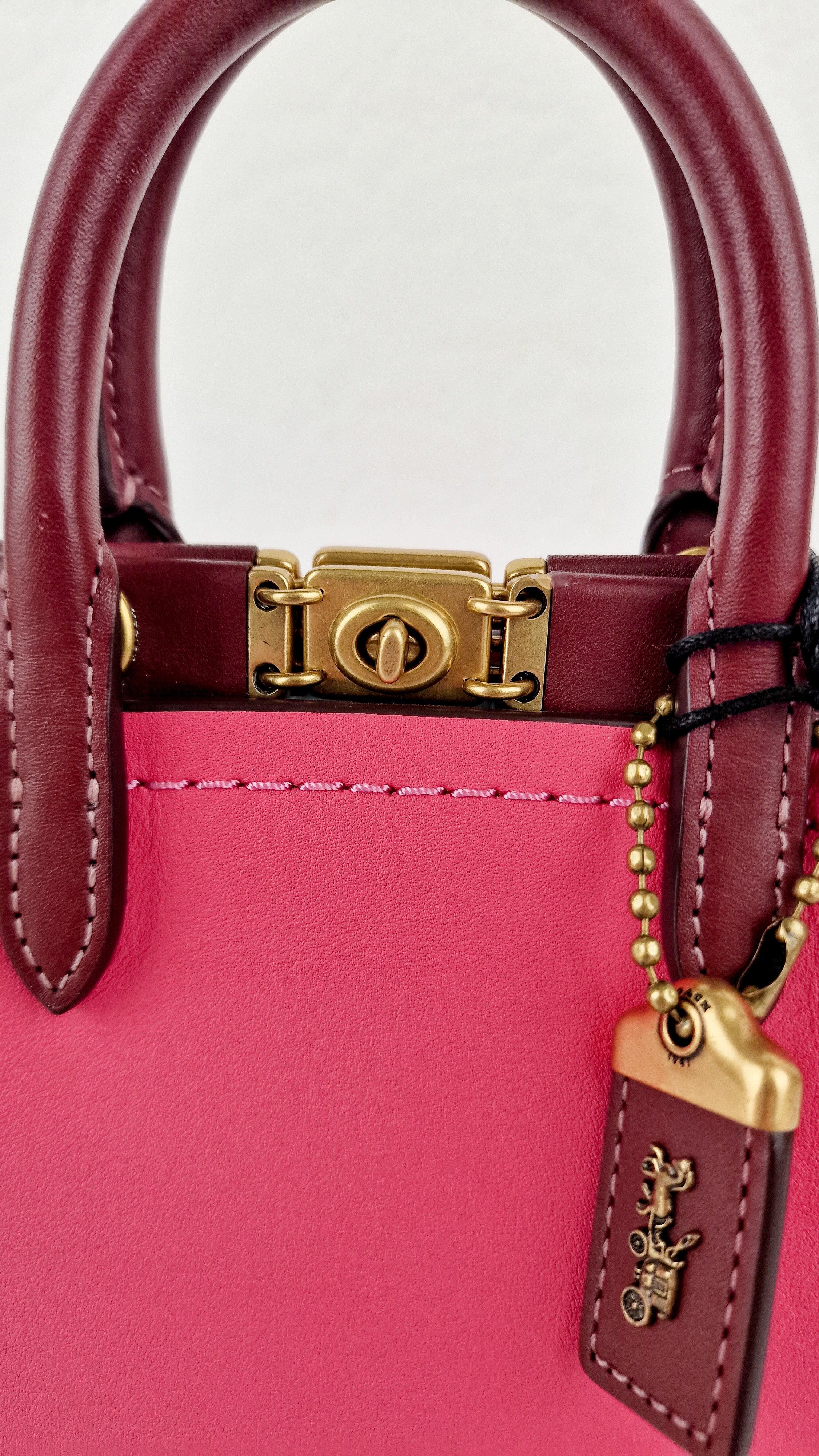 Coach 1941 Troupe Tote 16 in Confetti Pink with Weaving Upwoven sides Smooth Leather - Crossbody Mini Bag Handbag - Coach 619 - Image 4