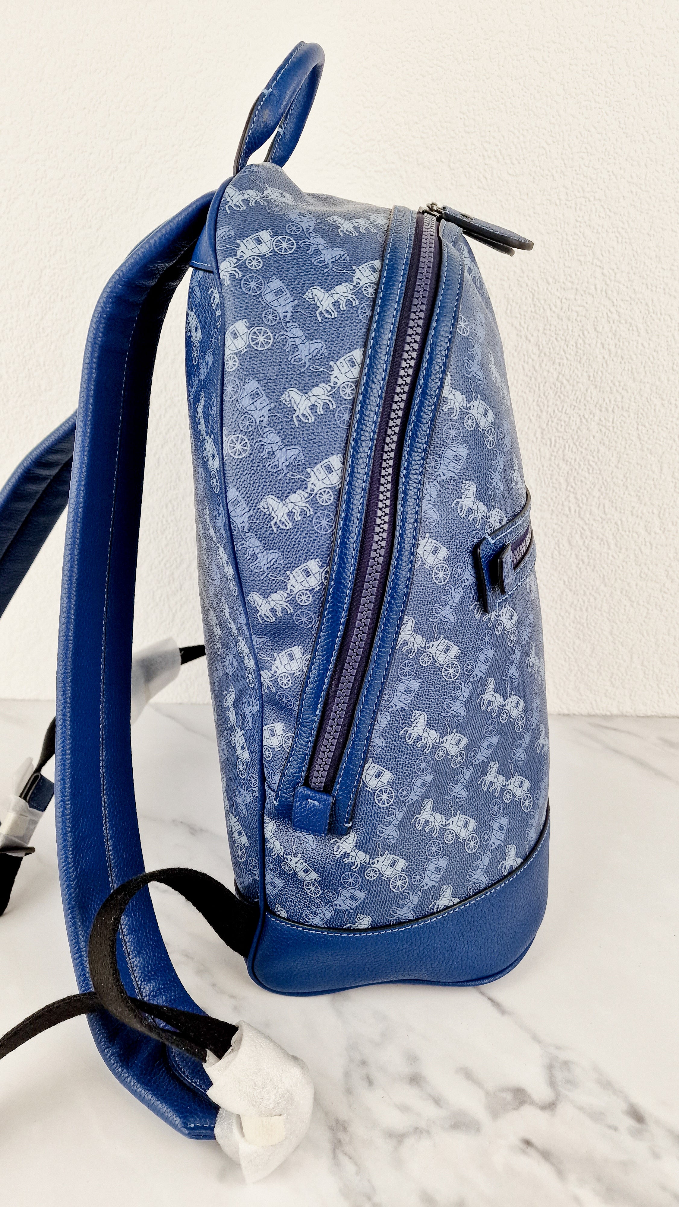 Coach Barrow Backpack With Horse And Carriage Print Blue Bag - Coach 91532 - Image 6