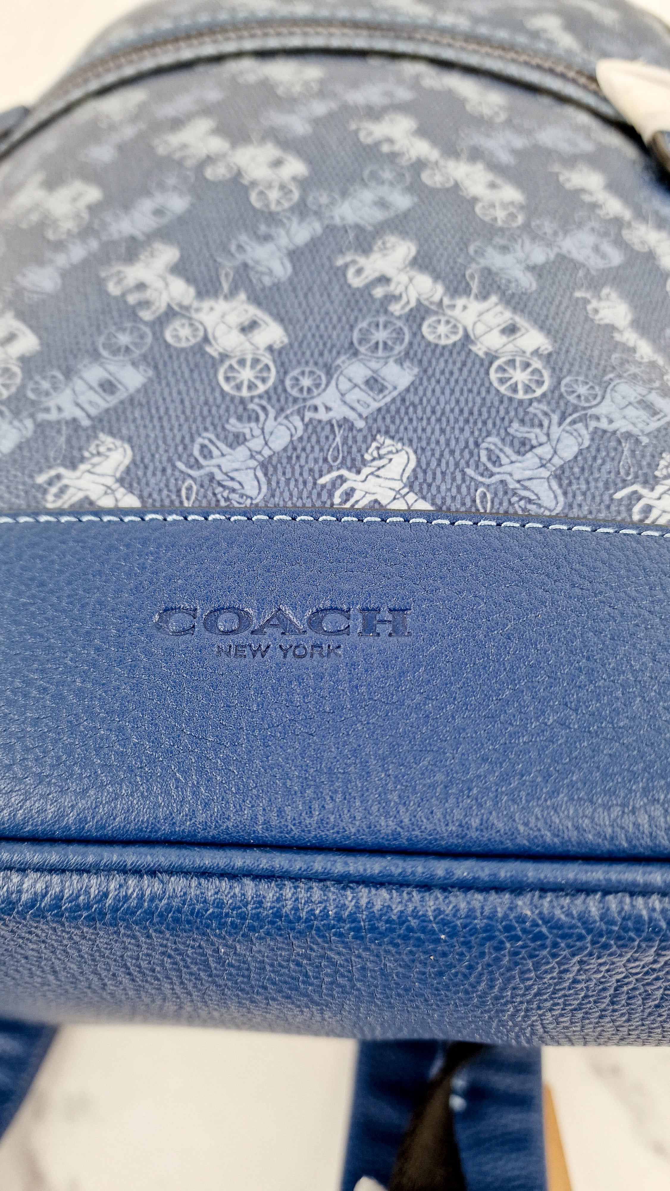Coach Barrow Backpack With Horse And Carriage Print Blue Bag - Coach 91532 - Image 9