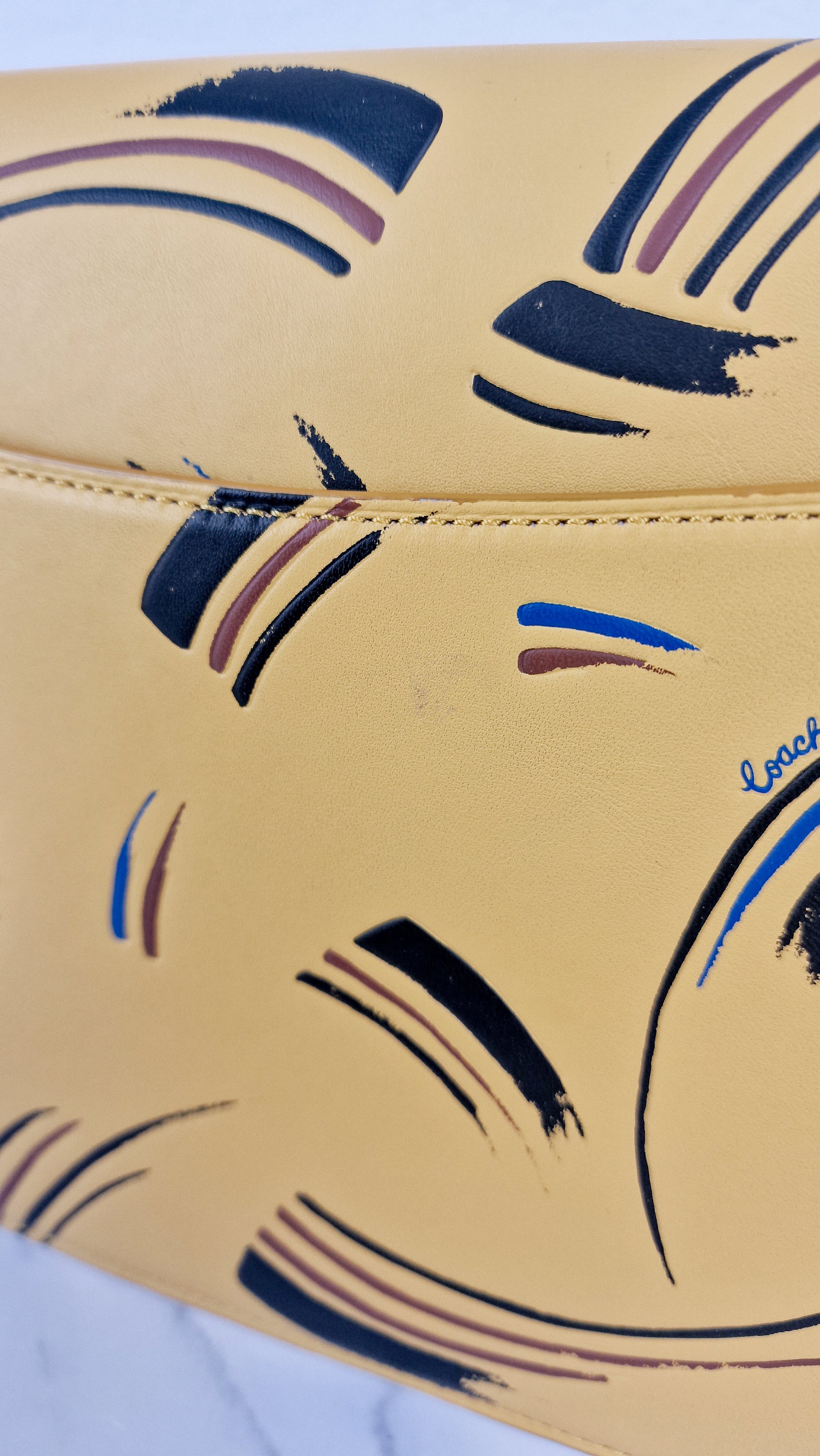 Coach Beat Shoulder Bag RARE Sample Bag With Yellow Brushstroke Pattern Smooth Leather Crossbody Handbag - Image 8