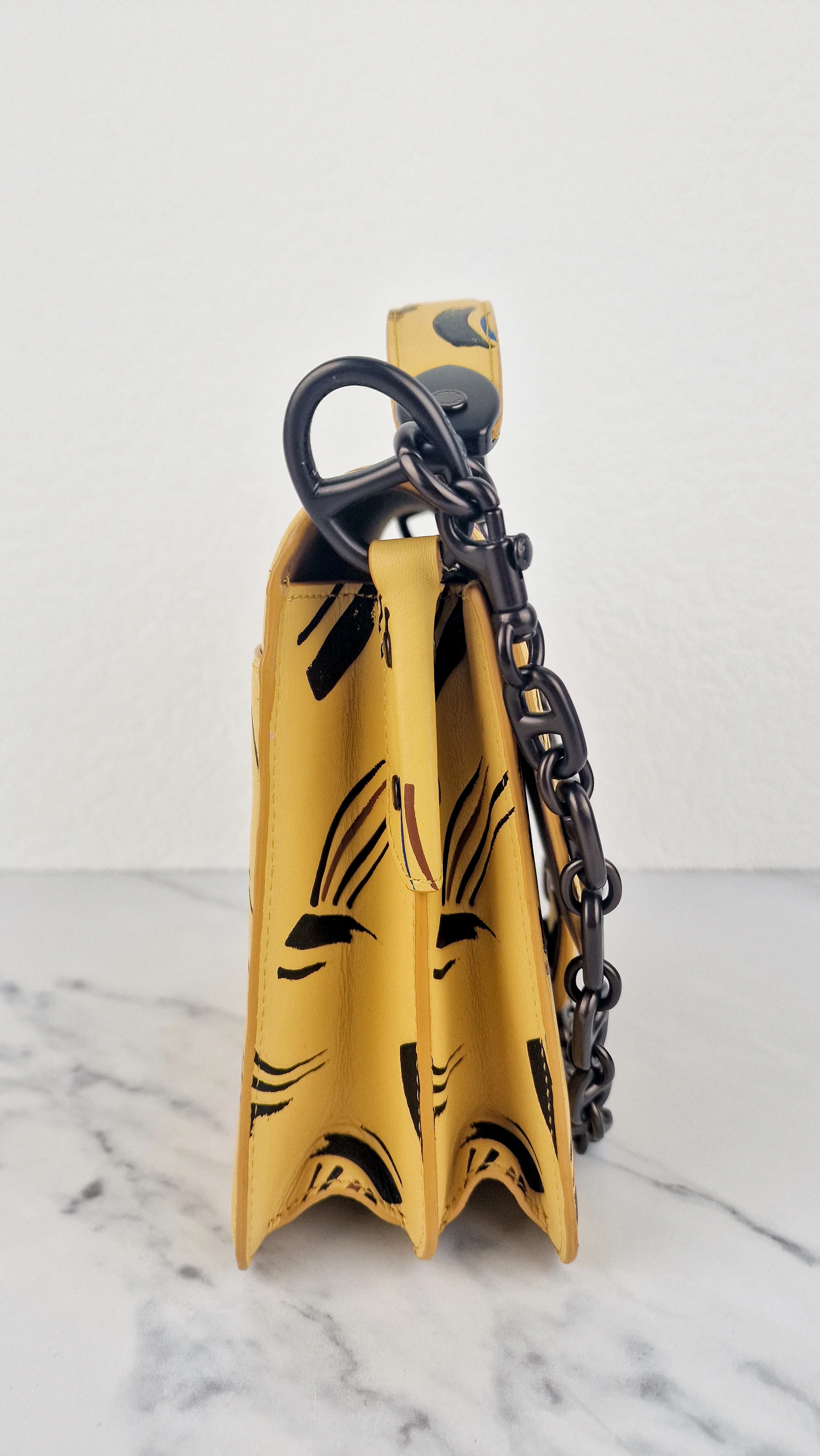 Coach Beat Shoulder Bag RARE Sample Bag With Yellow Brushstroke Pattern Smooth Leather Crossbody Handbag - Image 9
