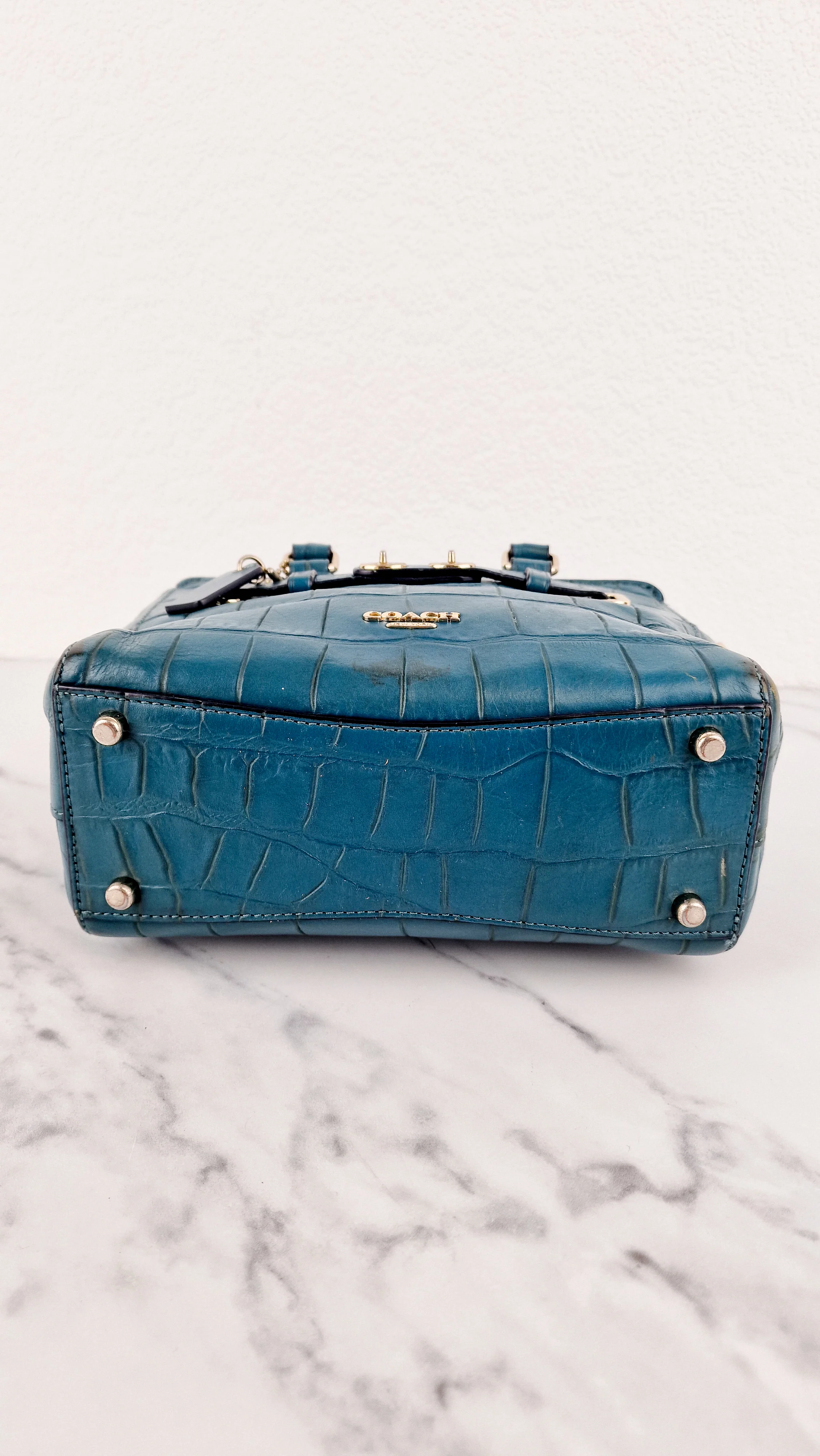 Coach Mini Blake Carryall in Teal Croc Embossed Leather - Handbag Crossbody Bag - Coach F37665 - Image 10