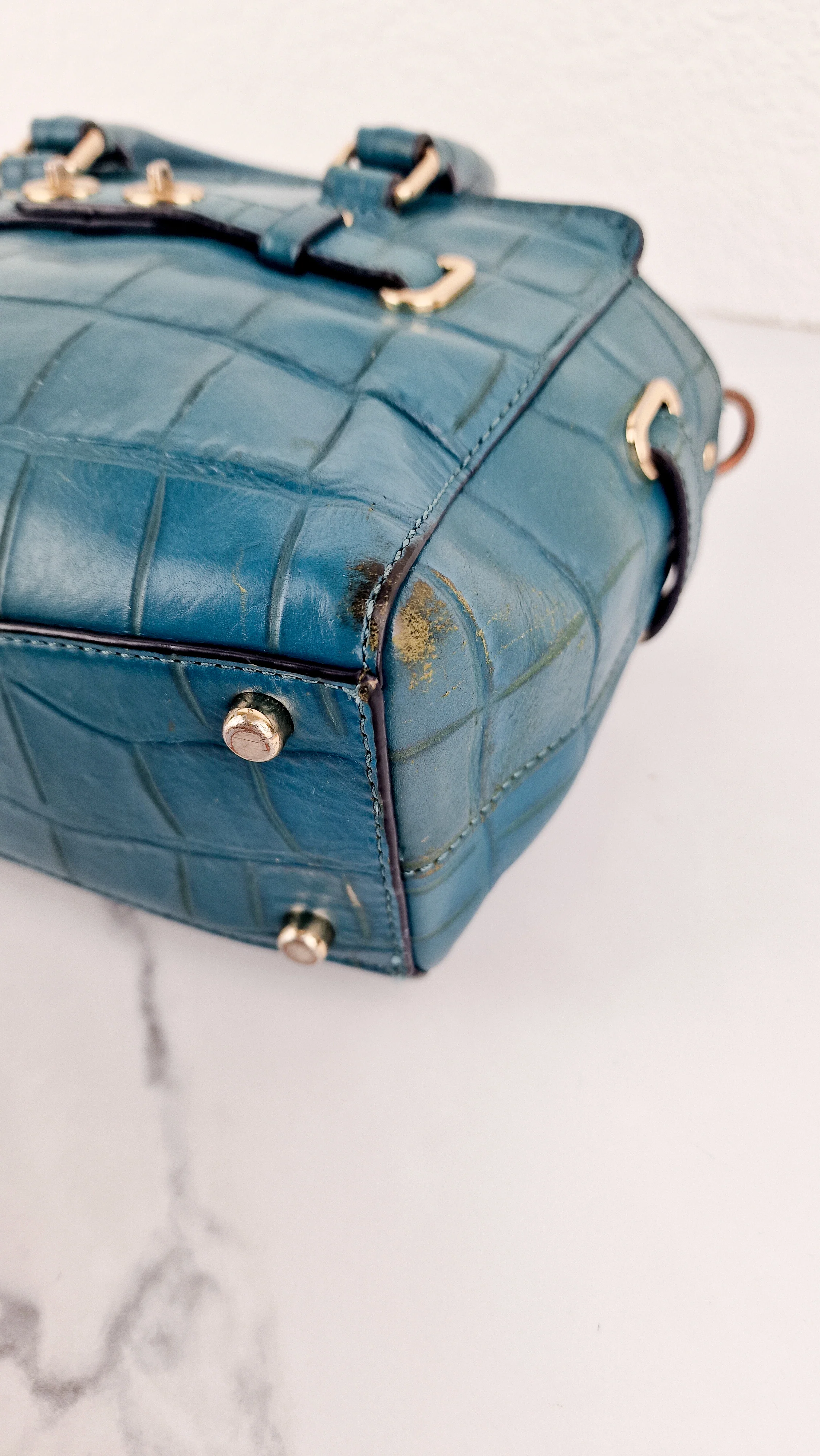 Coach Mini Blake Carryall in Teal Croc Embossed Leather - Handbag Crossbody Bag - Coach F37665 - Image 11