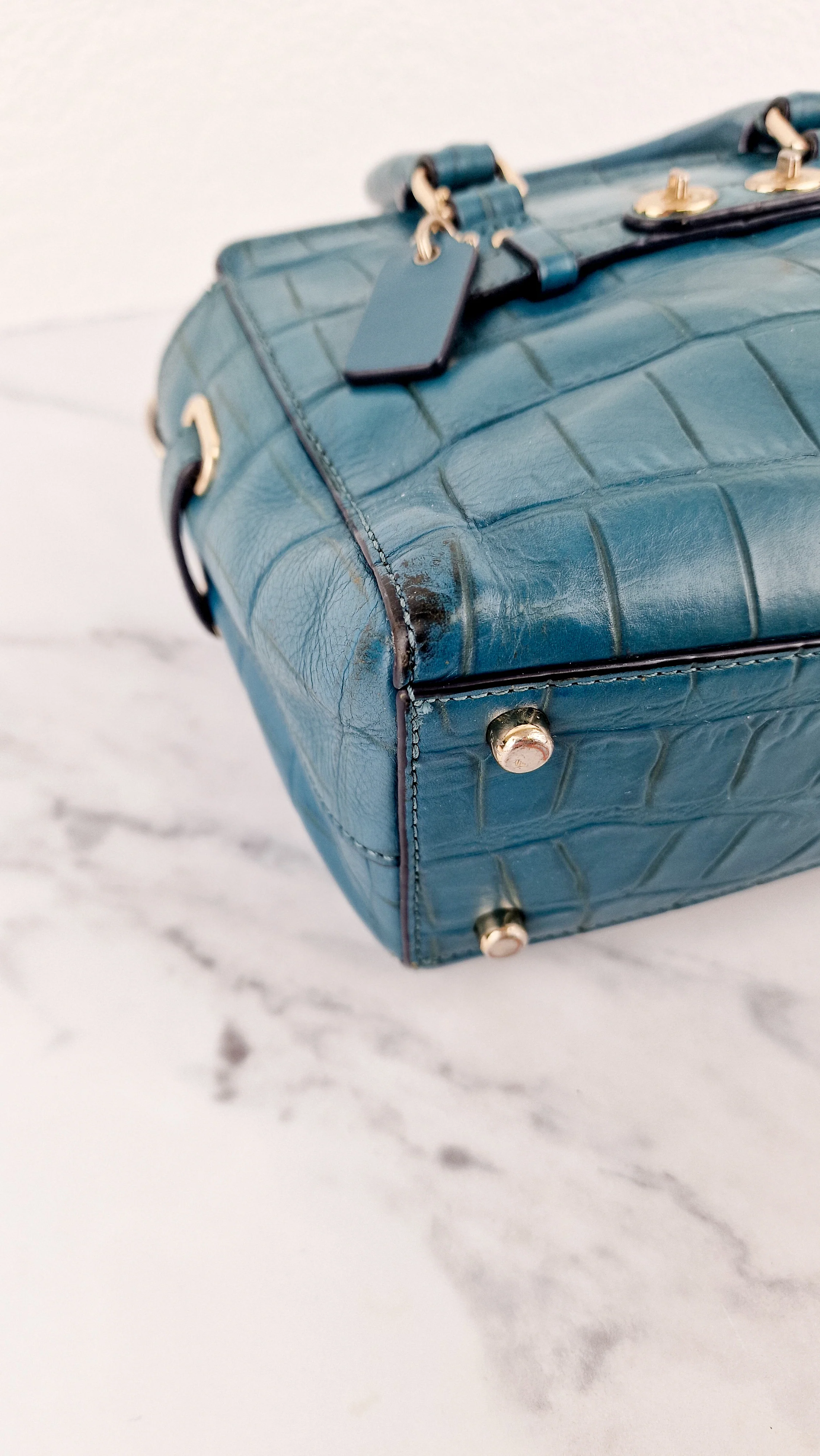 Coach Mini Blake Carryall in Teal Croc Embossed Leather - Handbag Crossbody Bag - Coach F37665 - Image 12