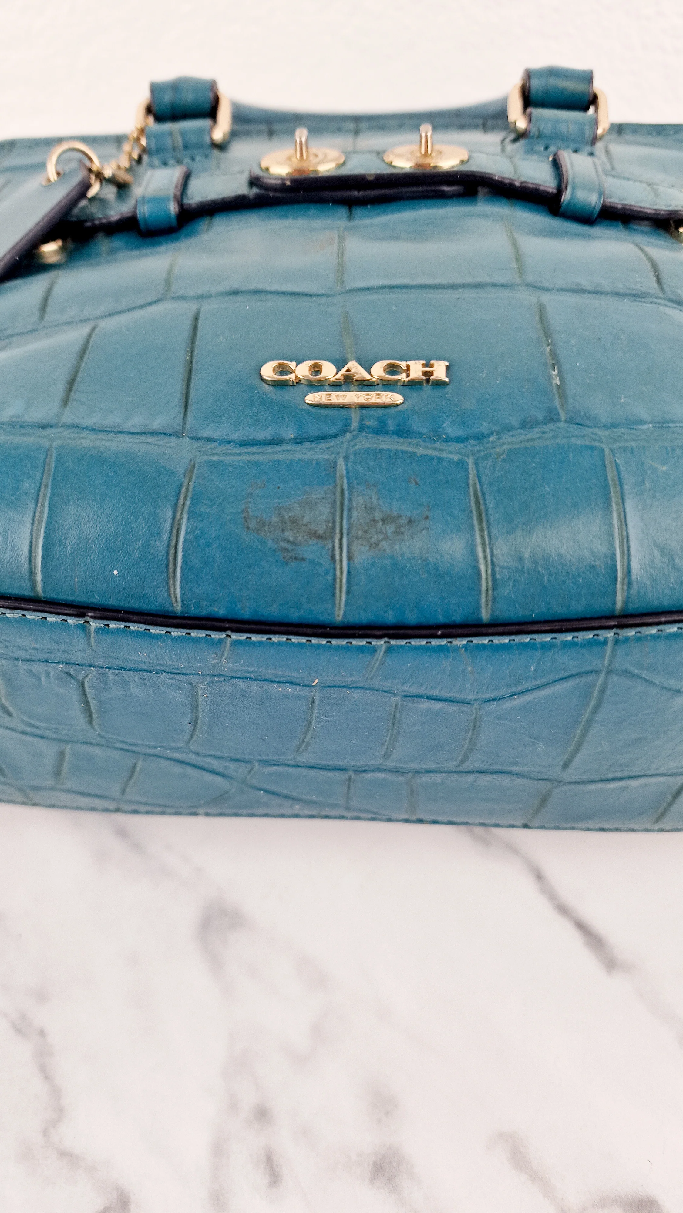 Coach Mini Blake Carryall in Teal Croc Embossed Leather - Handbag Crossbody Bag - Coach F37665 - Image 13