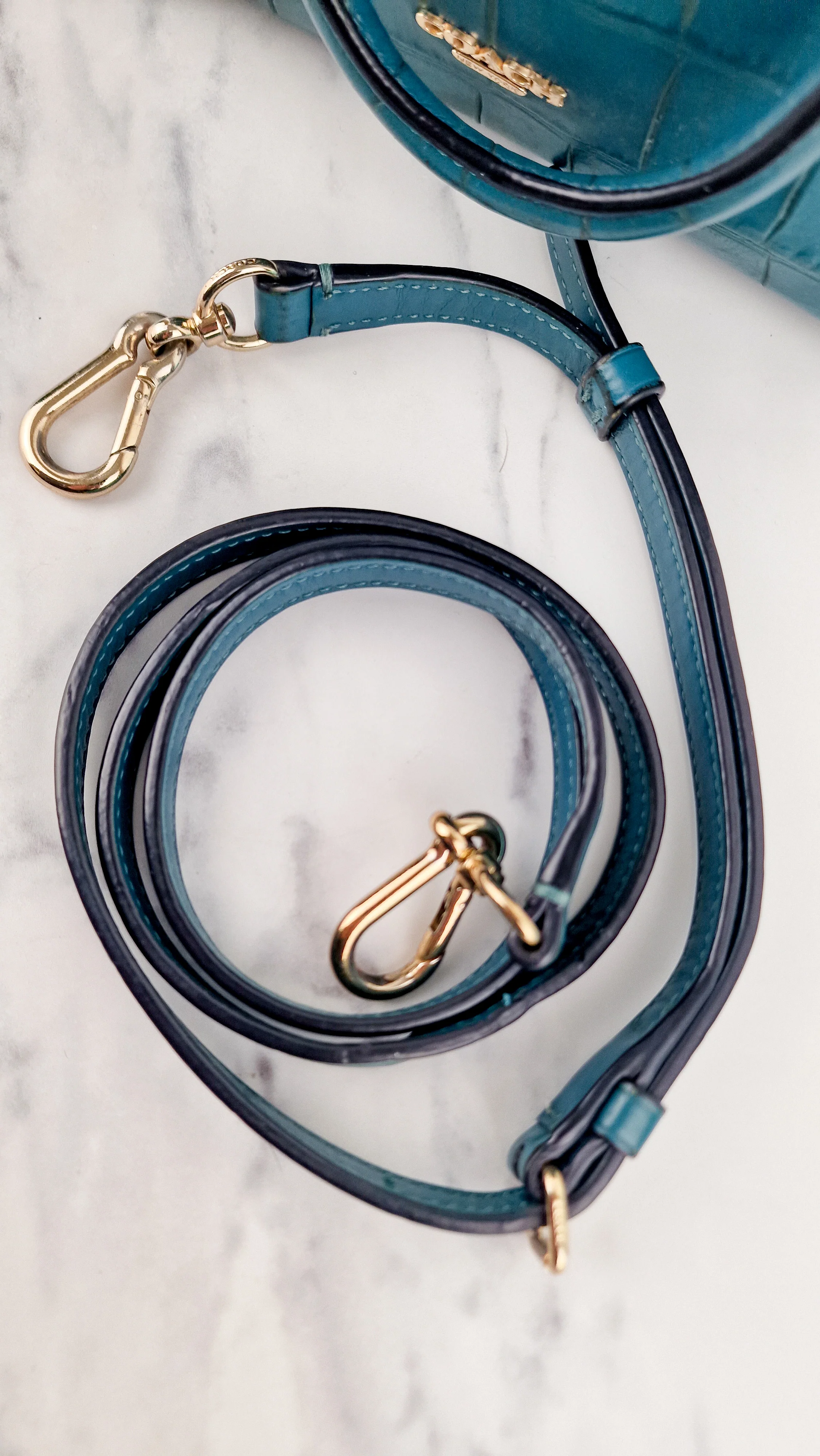 Coach Mini Blake Carryall in Teal Croc Embossed Leather - Handbag Crossbody Bag - Coach F37665 - Image 18