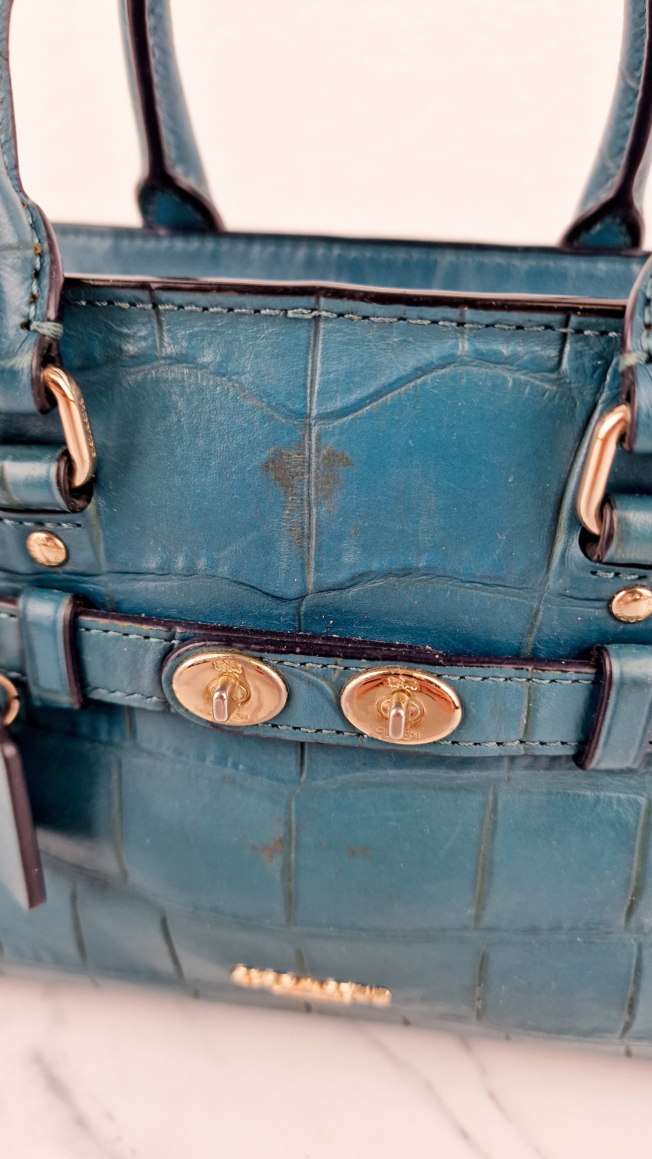 Coach Mini Blake Carryall in Teal Croc Embossed Leather - Handbag Crossbody Bag - Coach F37665 - Image 2