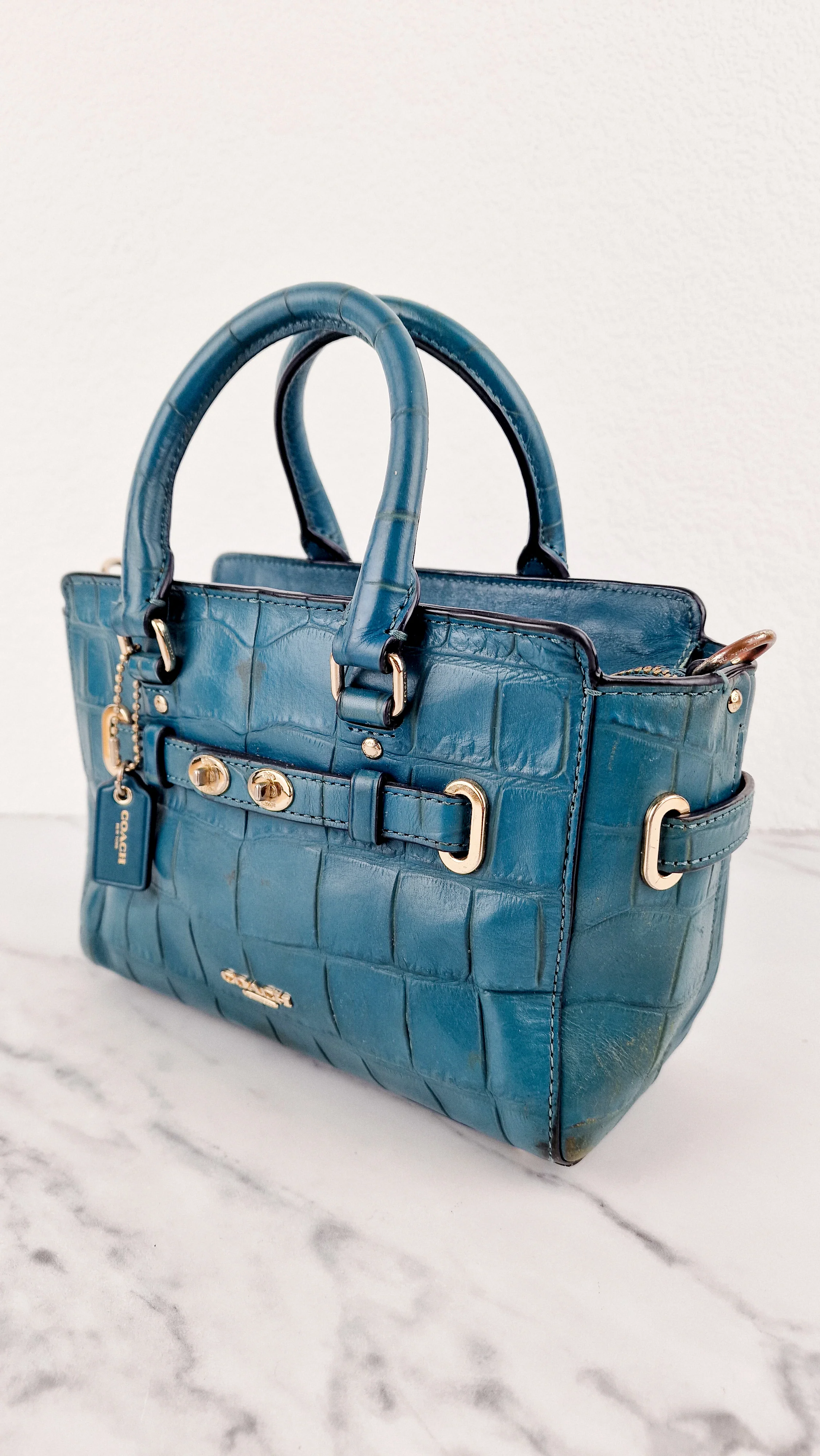 Coach Mini Blake Carryall in Teal Croc Embossed Leather - Handbag Crossbody Bag - Coach F37665 - Image 5