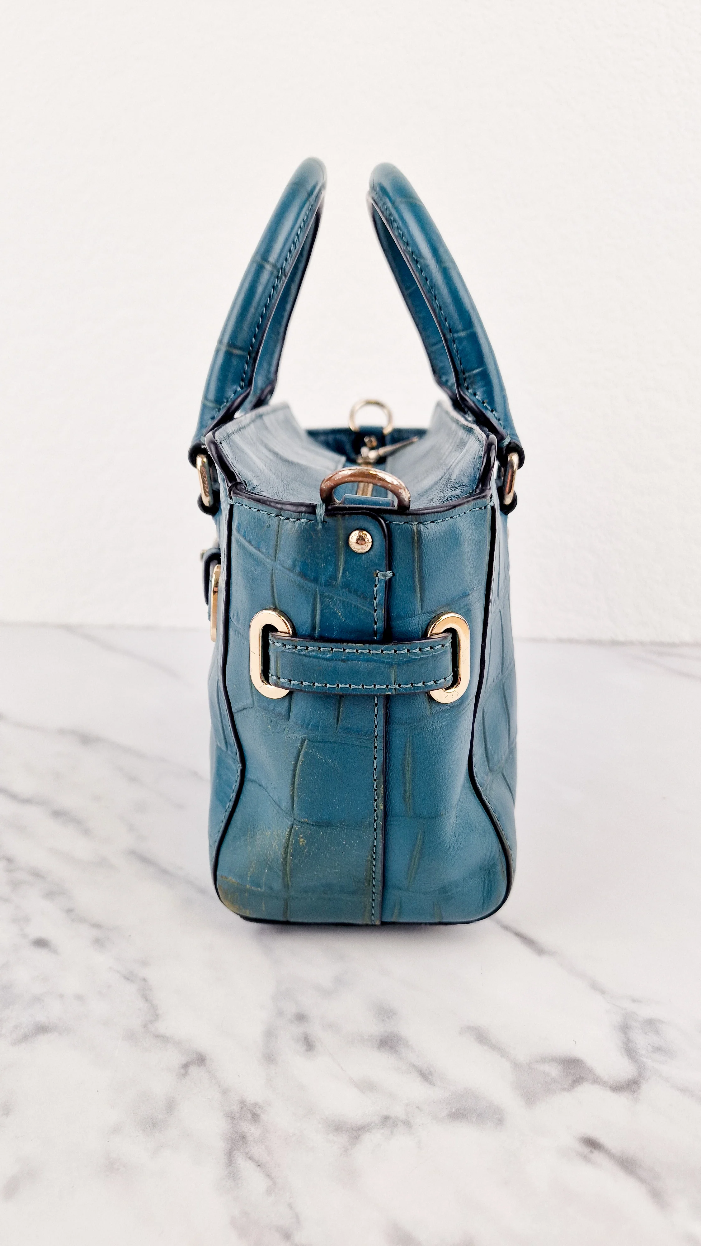 Coach Mini Blake Carryall in Teal Croc Embossed Leather - Handbag Crossbody Bag - Coach F37665 - Image 6