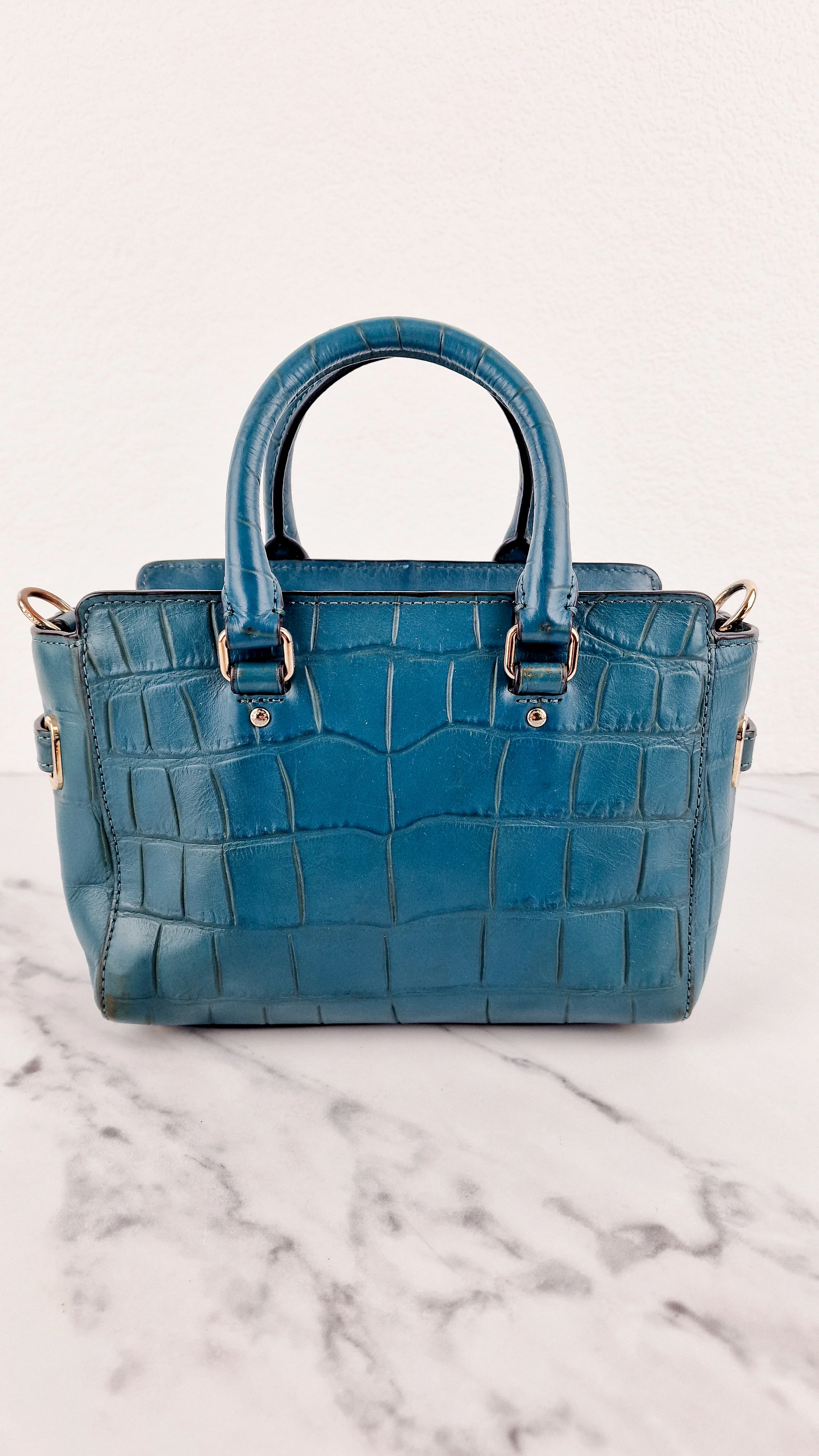 Coach Mini Blake Carryall in Teal Croc Embossed Leather - Handbag Crossbody Bag - Coach F37665 - Image 7
