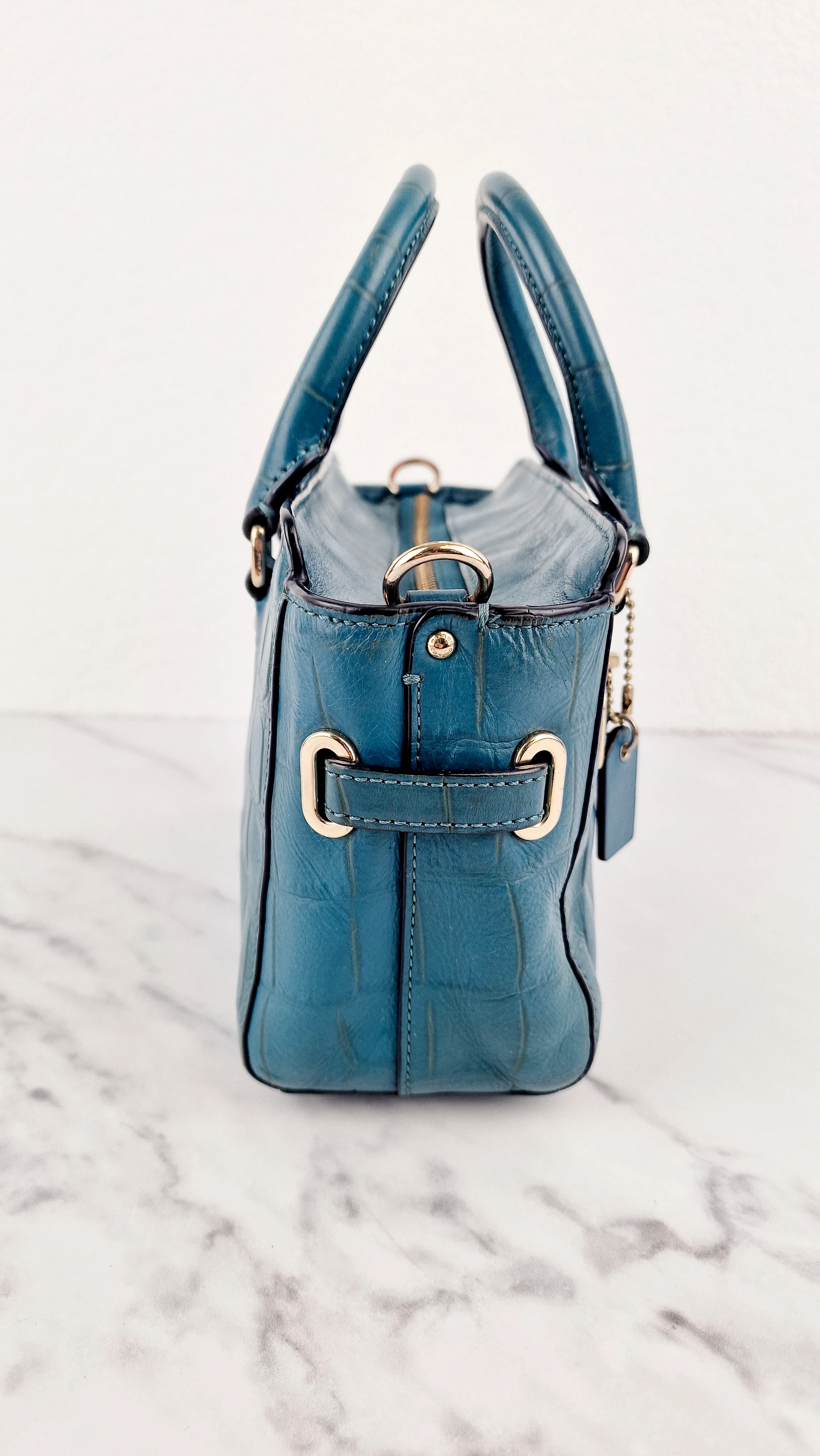 Coach Mini Blake Carryall in Teal Croc Embossed Leather - Handbag Crossbody Bag - Coach F37665 - Image 8