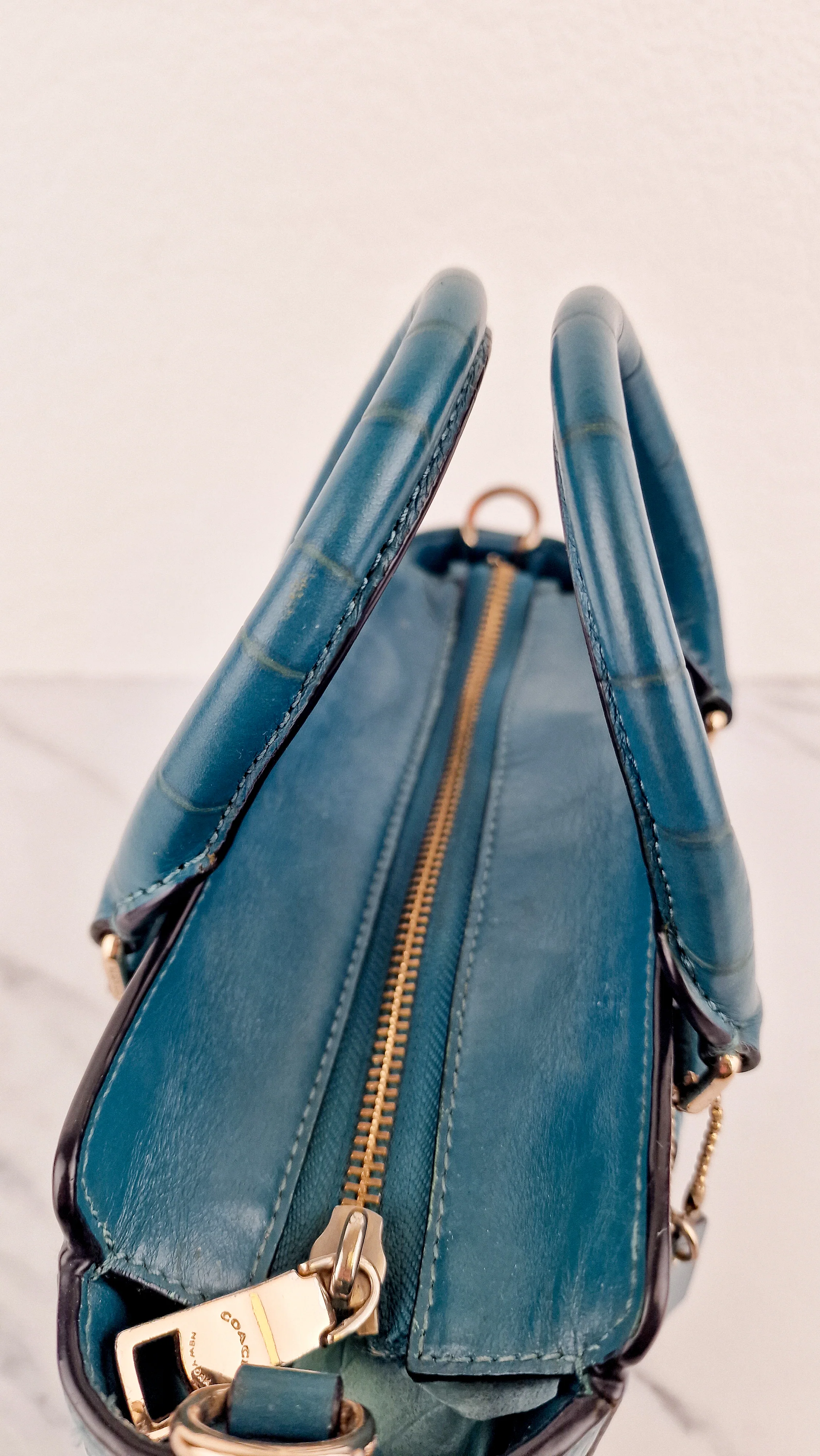 Coach Mini Blake Carryall in Teal Croc Embossed Leather - Handbag Crossbody Bag - Coach F37665 - Image 9