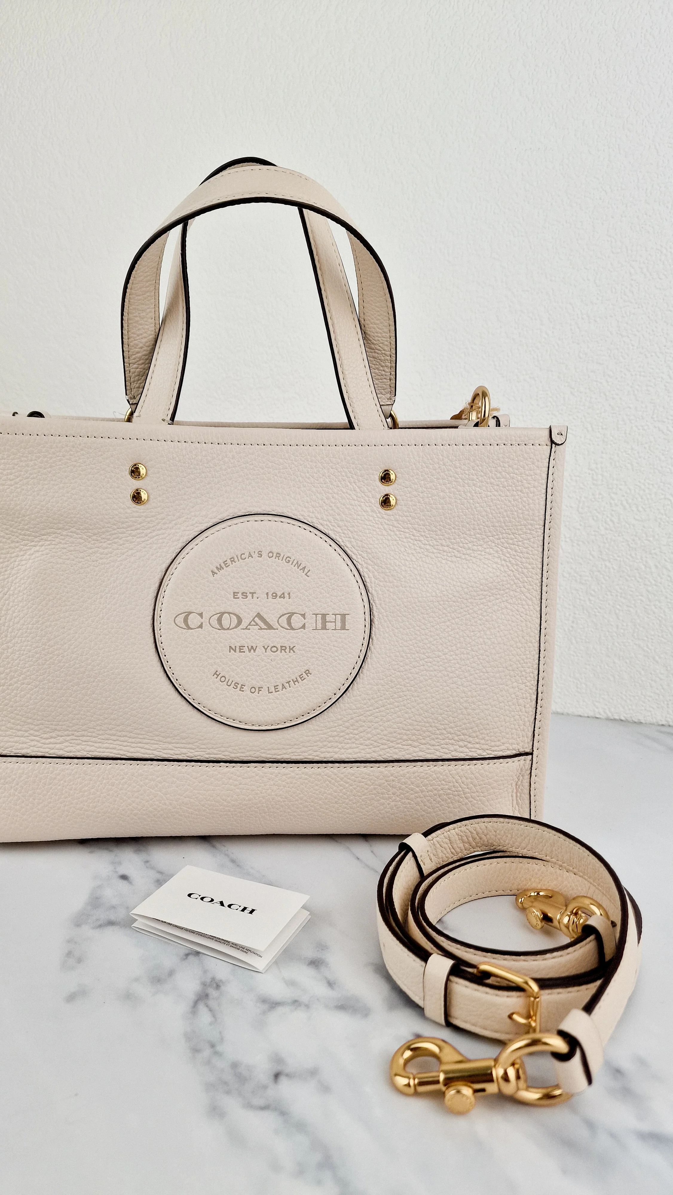 Coach Dempsey Carryall Tote Bag Handbag in Chalk Leather & Gold Tone Hardware - Coach C2004 - Image 14