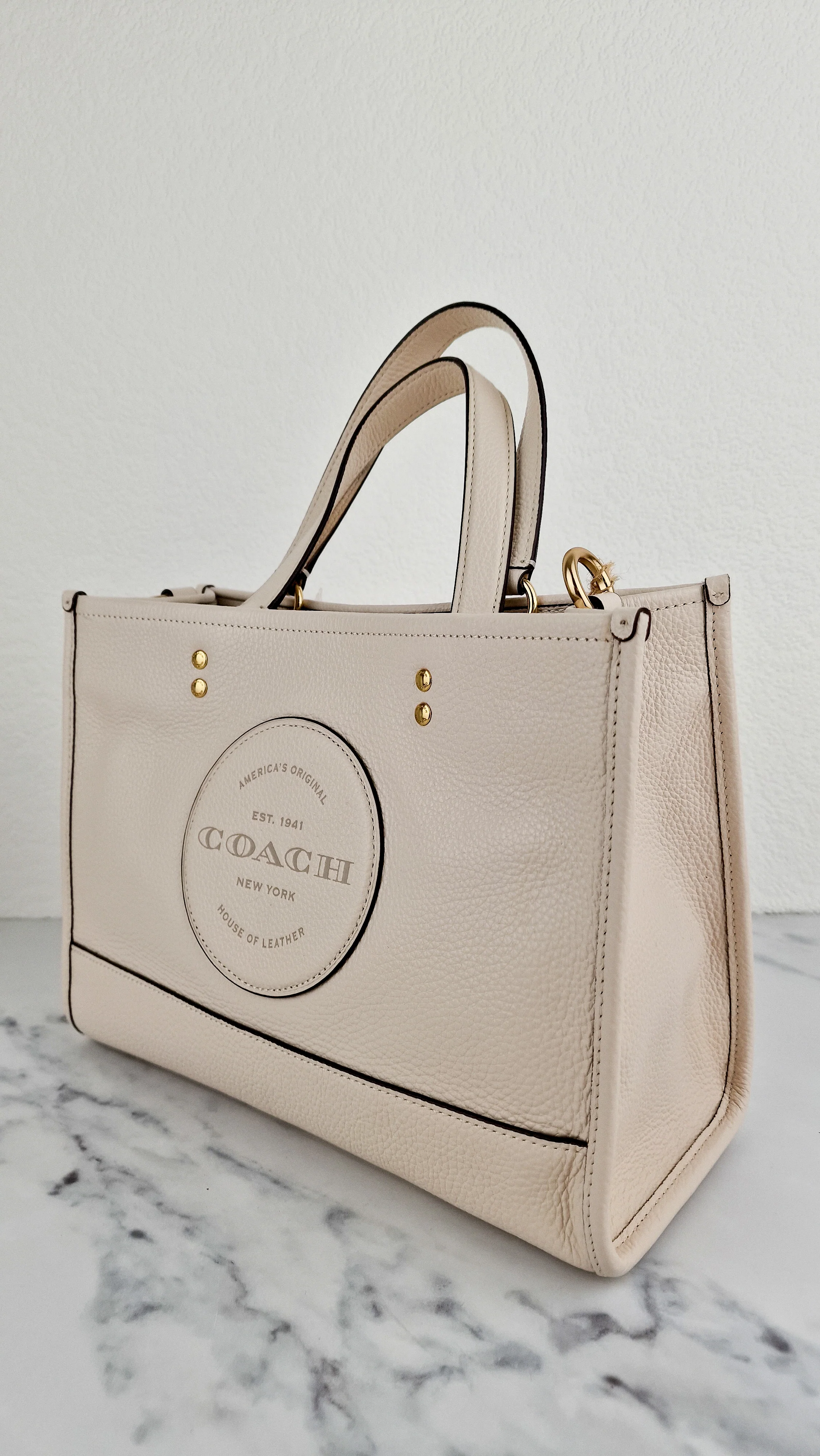 Coach Dempsey Carryall Tote Bag Handbag in Chalk Leather & Gold Tone Hardware - Coach C2004 - Image 4