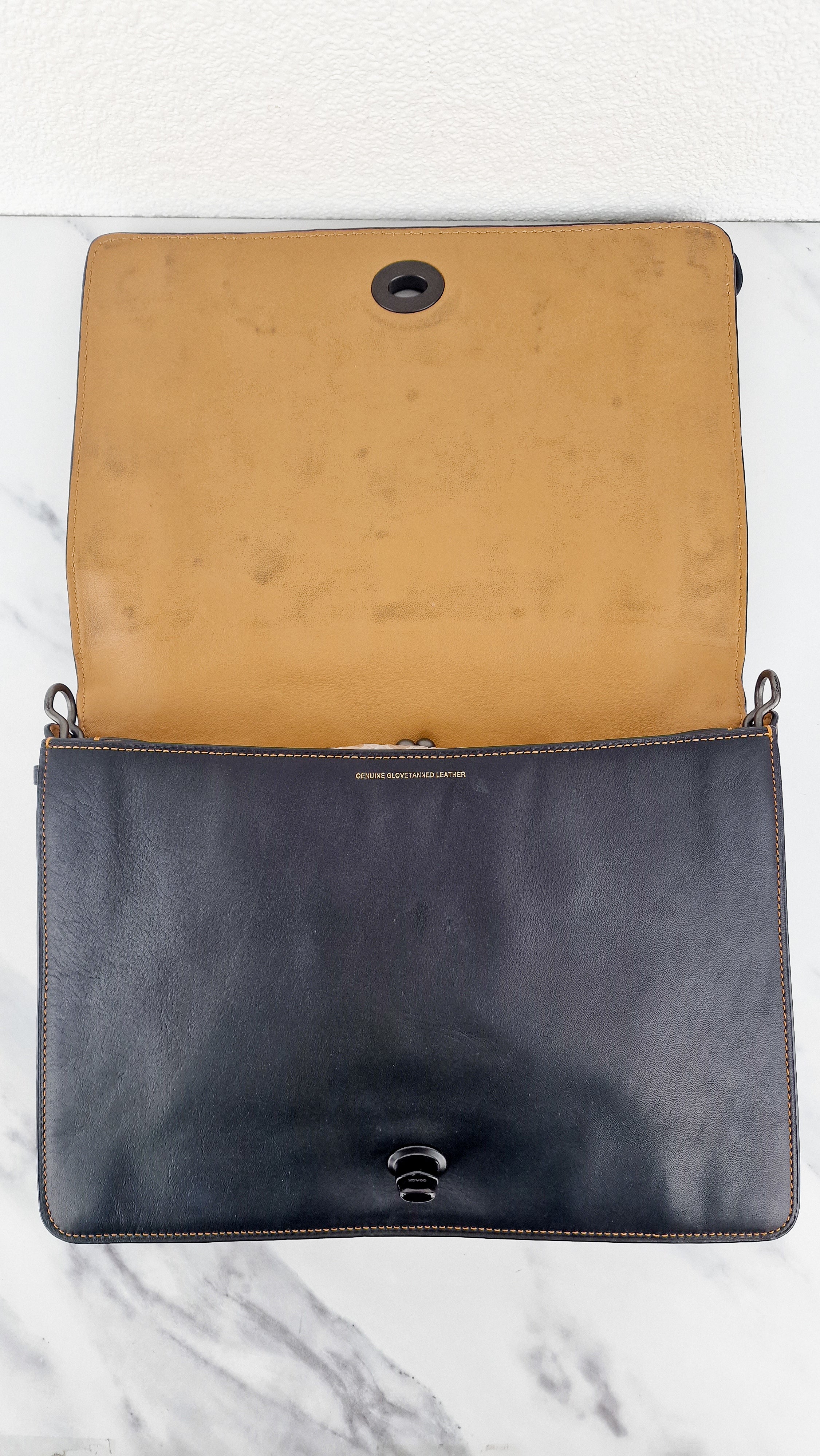 Coach Dinky 32 Tea Roses Blue & Red 1941 Black Leather Crossbody Shoulder Bag Coach 58435 - Image 9