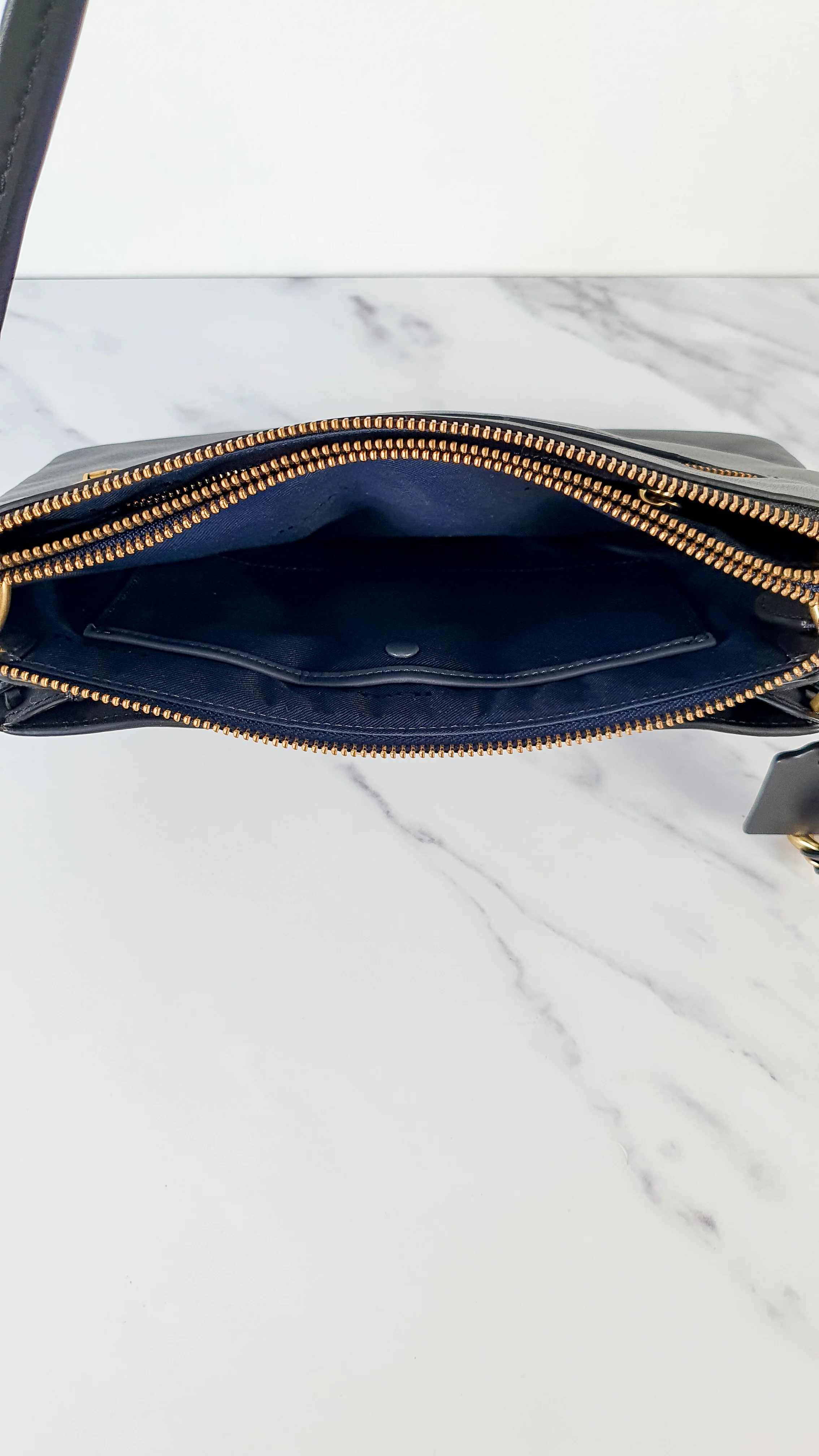 Coach Dreamer Shoulder Bag Crossbody in Black and Blue with Whipstitch and Snakeskin - Mixed Leather & Suede - Sample Bag - Image 16
