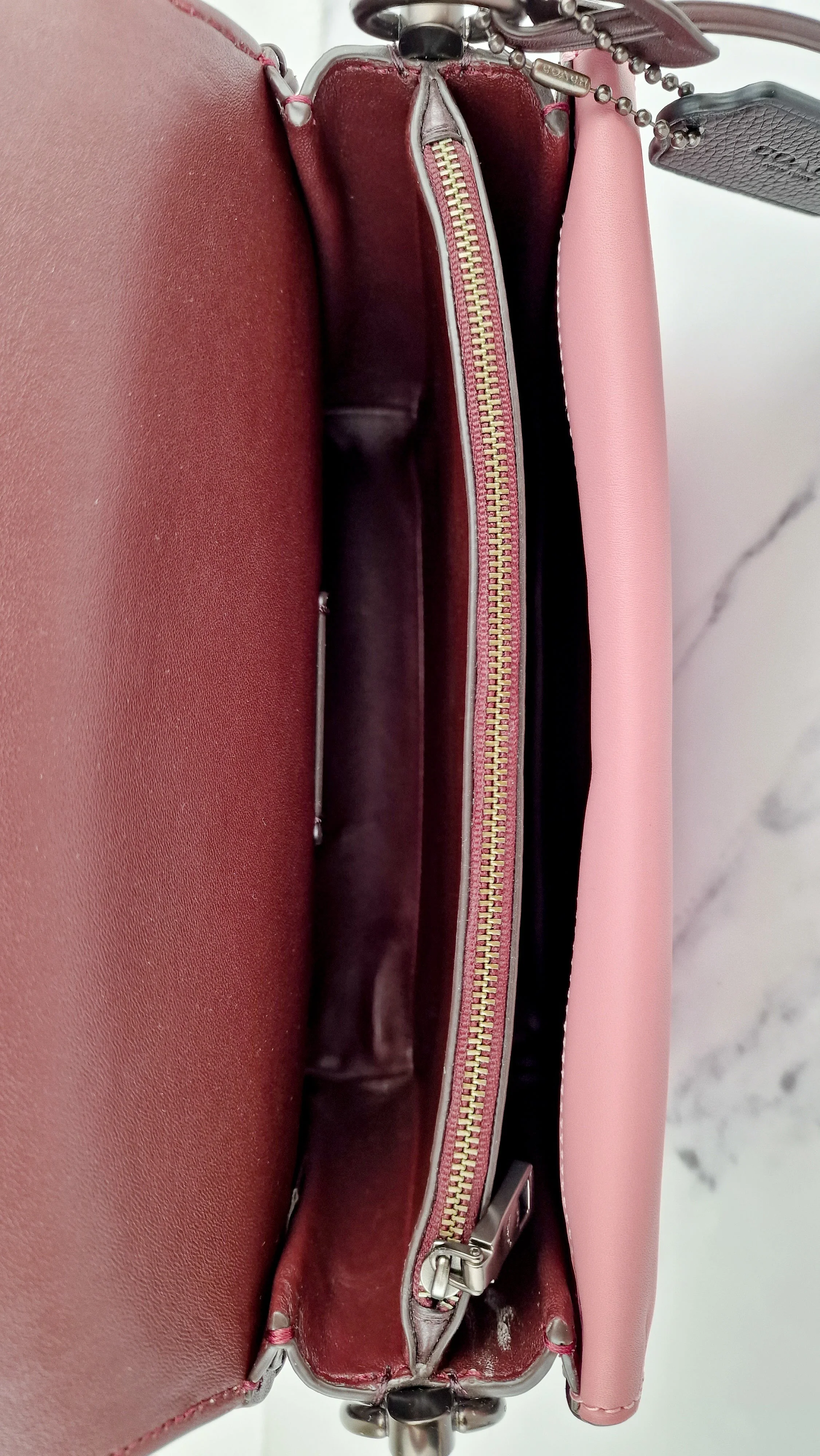 Coach Dreamer Shoulder Bag in True Pink Colorblock with Whipstitch Primrose - Coach 76034 - Image 11