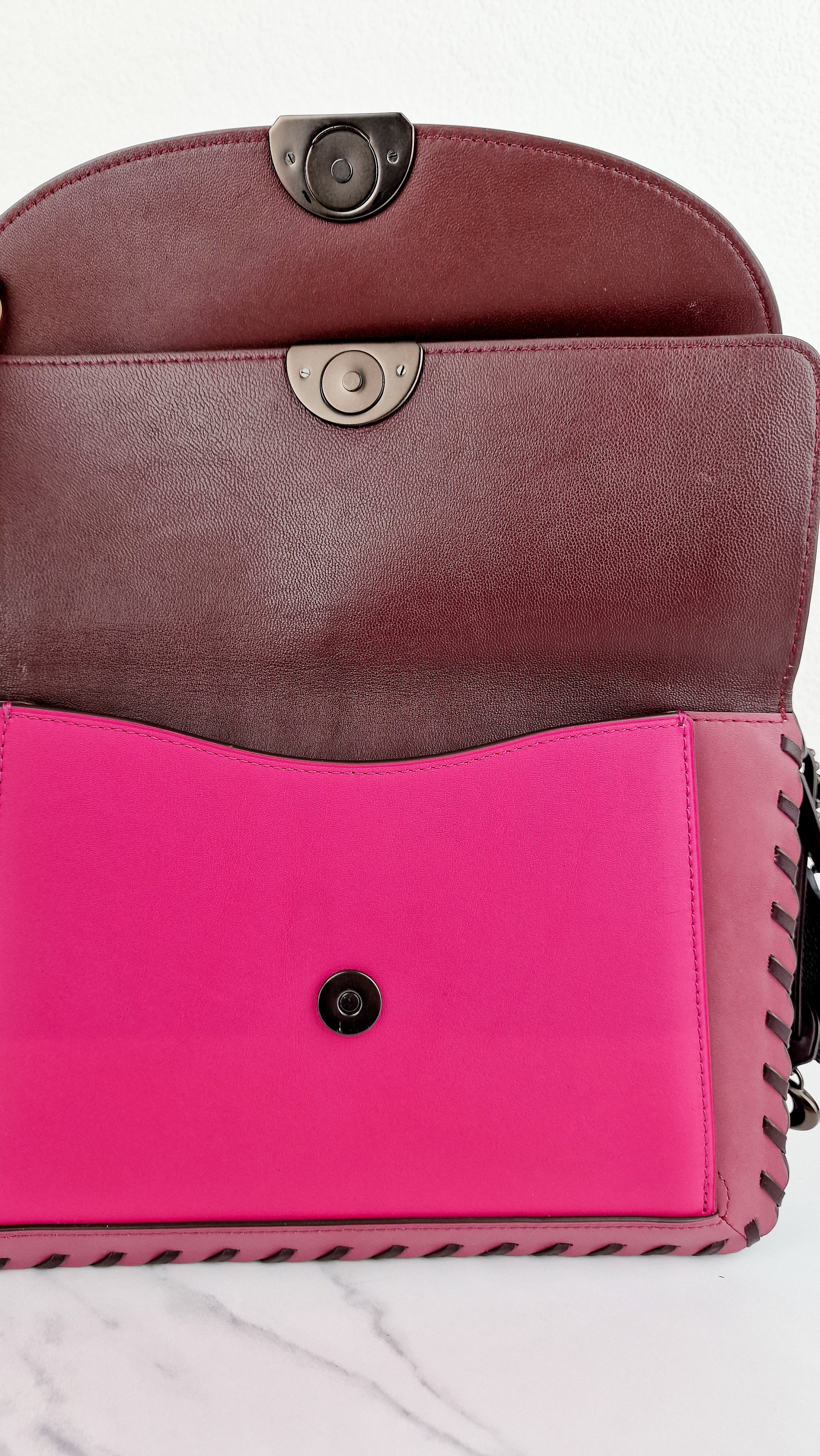 Coach Dreamer Shoulder Bag in True Pink Colorblock with Whipstitch Primrose - Coach 76034 - Image 13