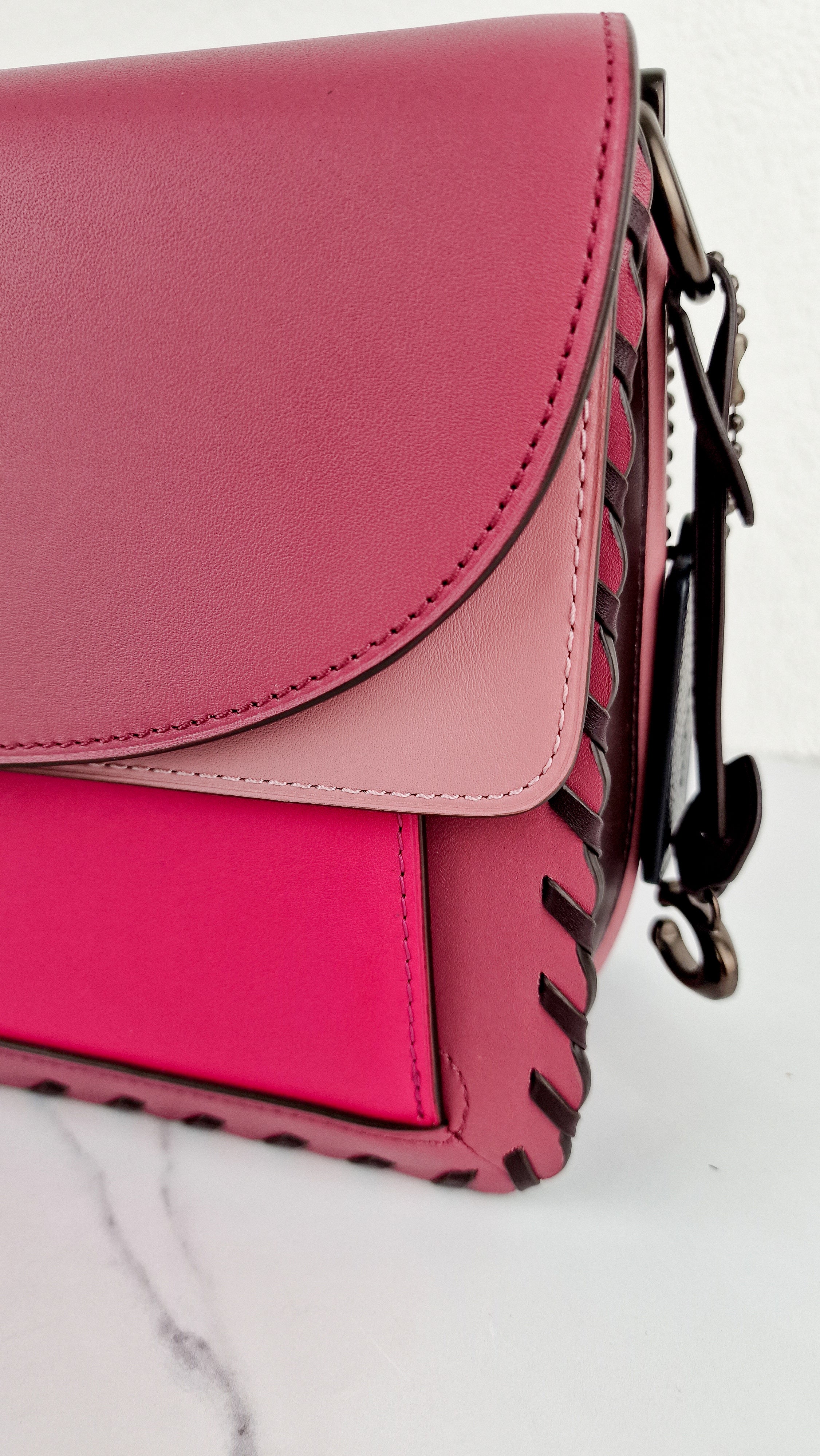 Coach Dreamer Shoulder Bag in True Pink Colorblock with Whipstitch Primrose - Coach 76034 - Image 3