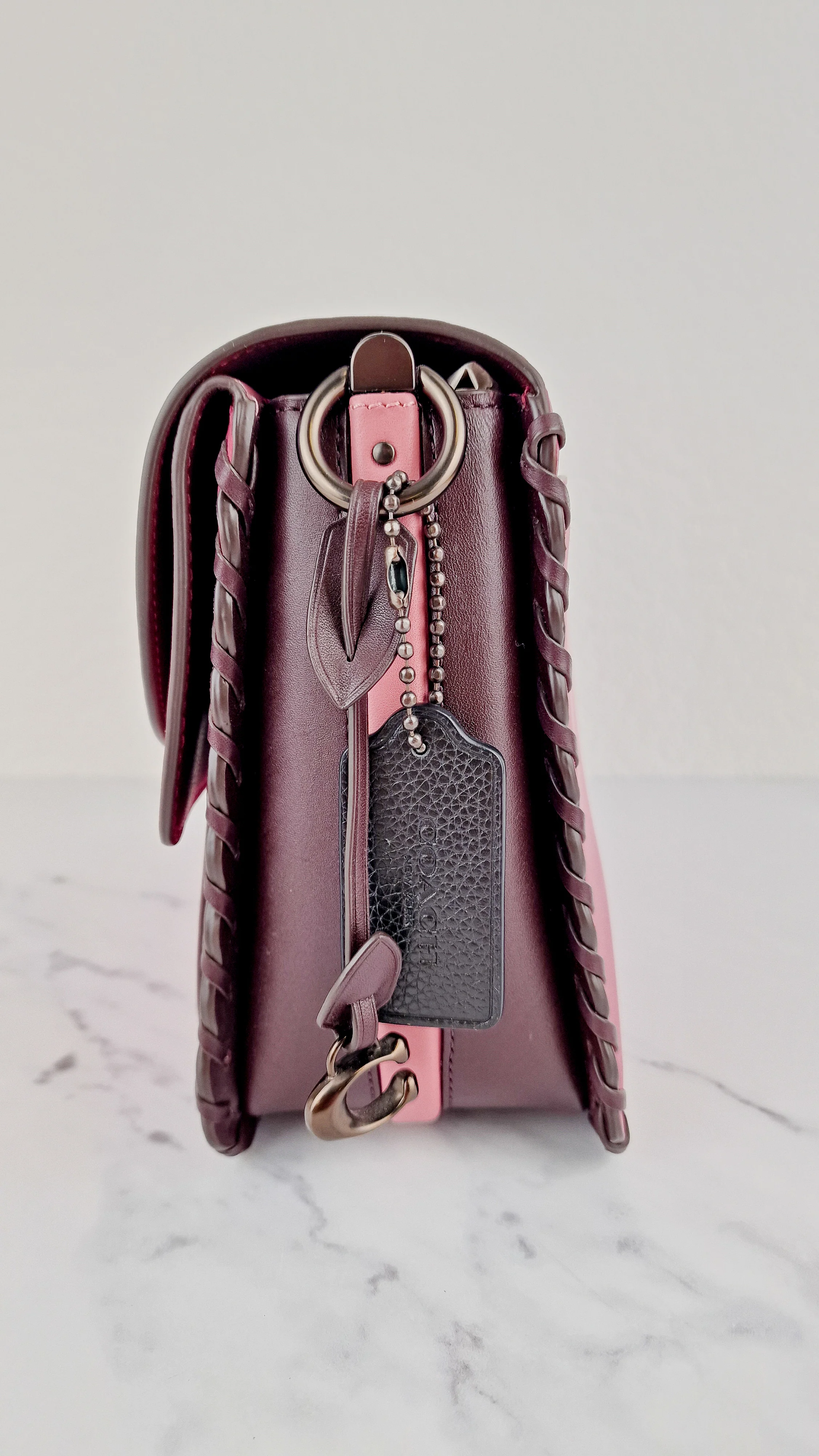 Coach Dreamer Shoulder Bag in True Pink Colorblock with Whipstitch Primrose - Coach 76034 - Image 5