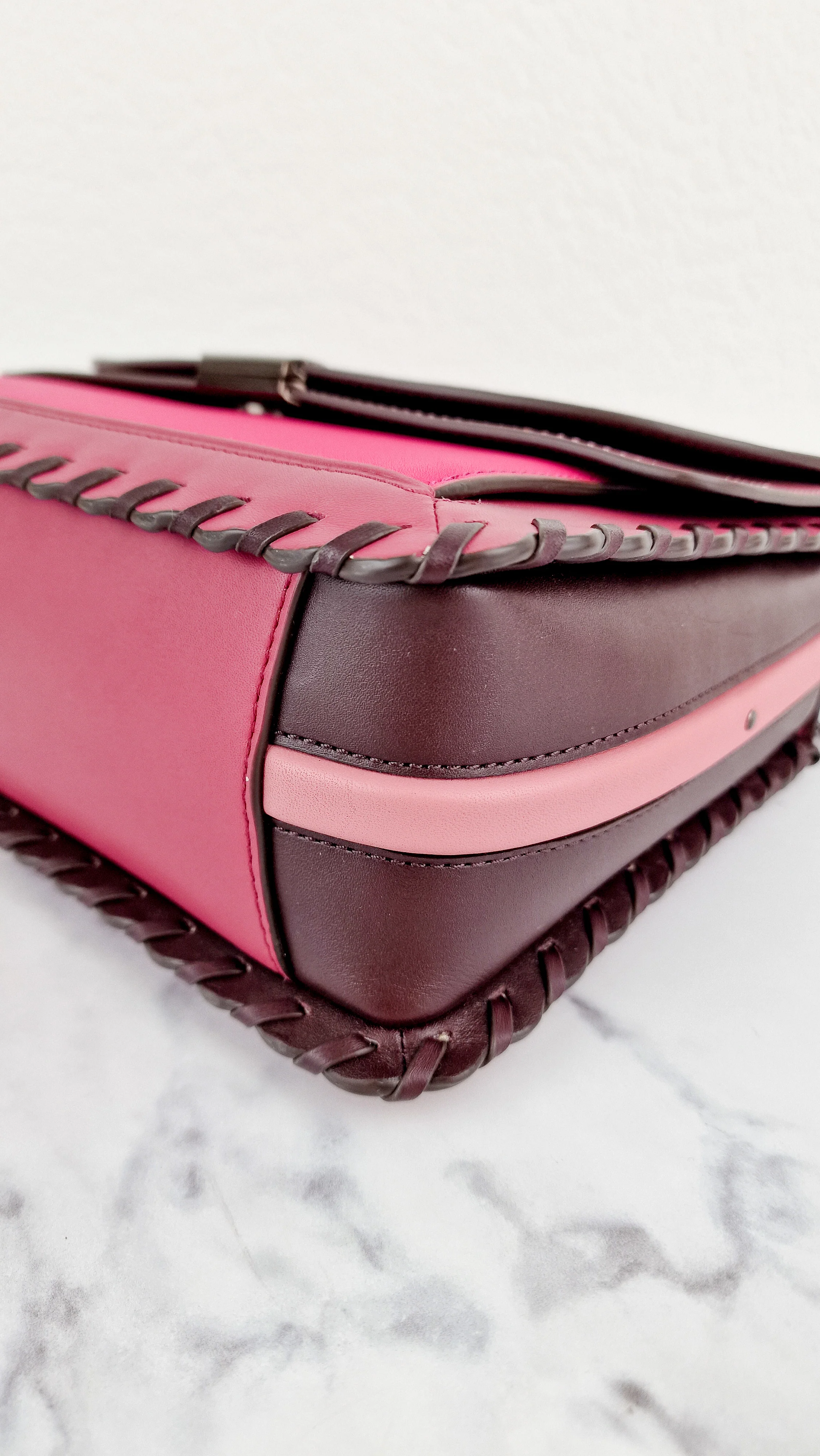 Coach Dreamer Shoulder Bag in True Pink Colorblock with Whipstitch Primrose - Coach 76034 - Image 9
