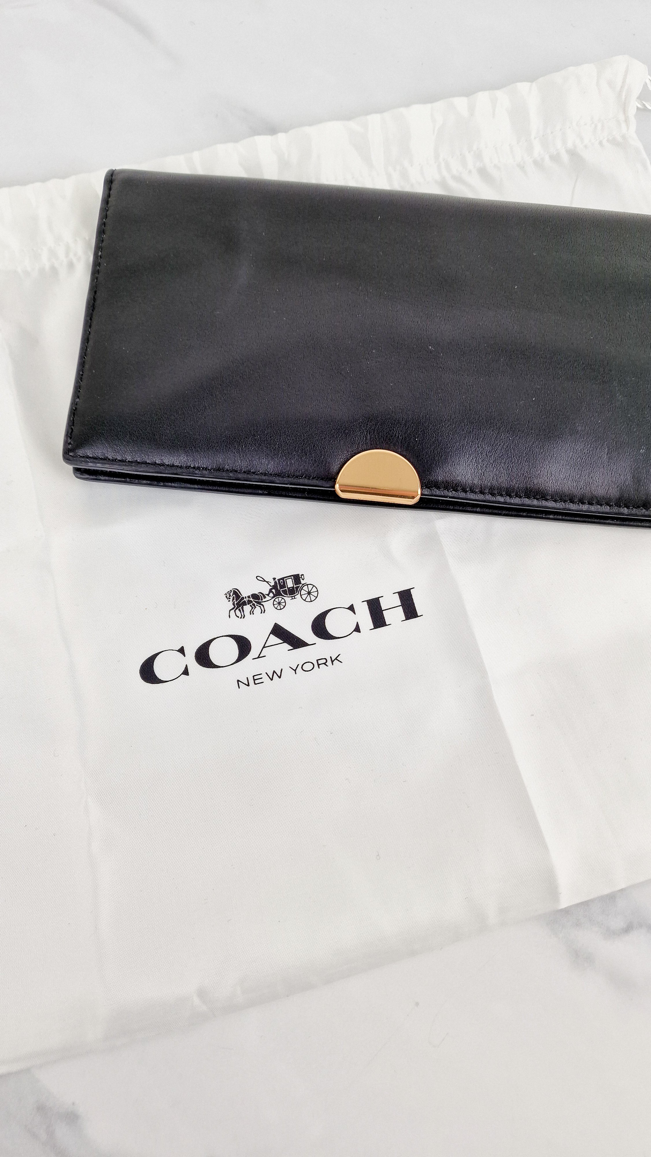Coach Dreamer Wallet in Black Smooth Leather - Gold Tone Hardware Clutch