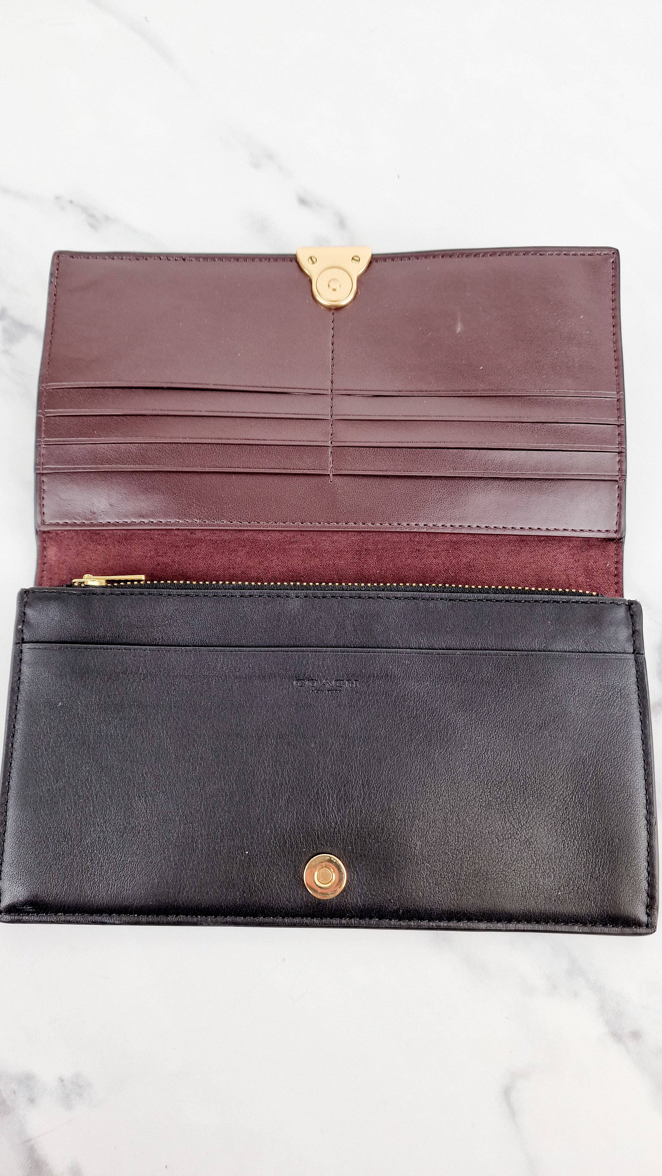 Coach Dreamer Wallet in Black Smooth Leather - Gold Tone Hardware Clutch - Image 9