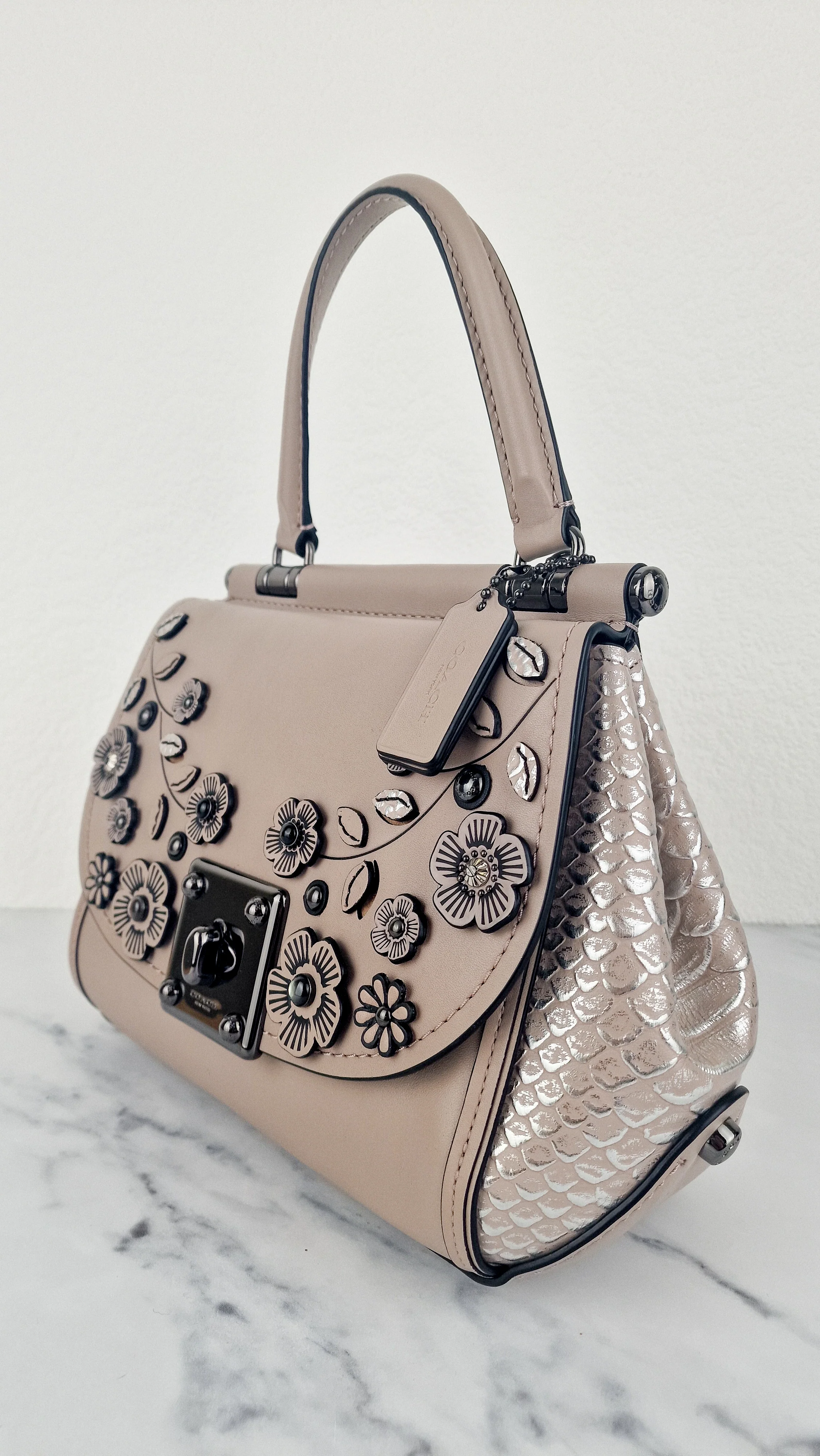 Coach Drifter Top Handle Satchel With Willow Floral Applique in Grey Birch - Coach 54079 - Image 2