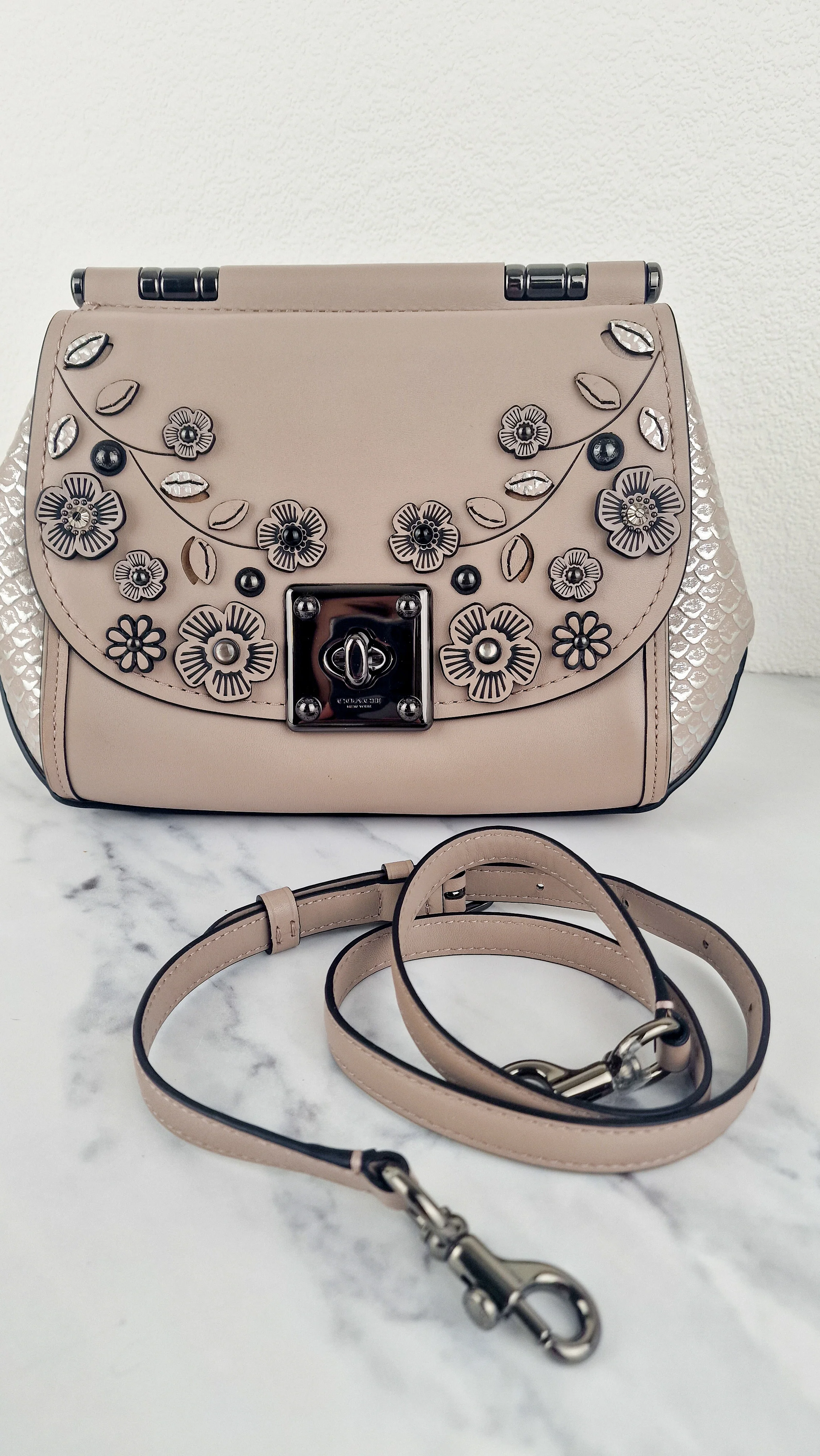 Coach Drifter Top Handle Satchel With Willow Floral Applique in Grey Birch - Coach 54079 - Image 4
