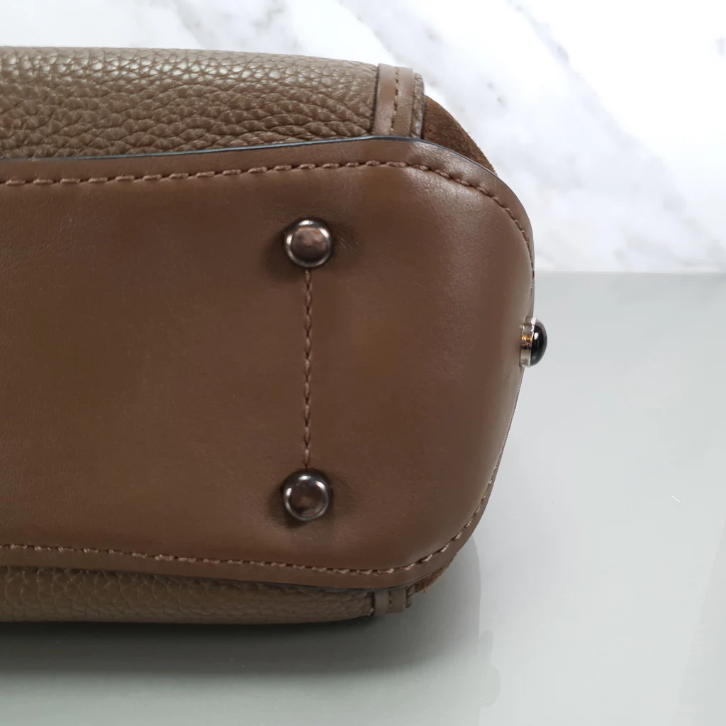 Coach Drifter With Western Rivets & Top Handle in Mixed Leather Fatigue Brown Suede - Image 10