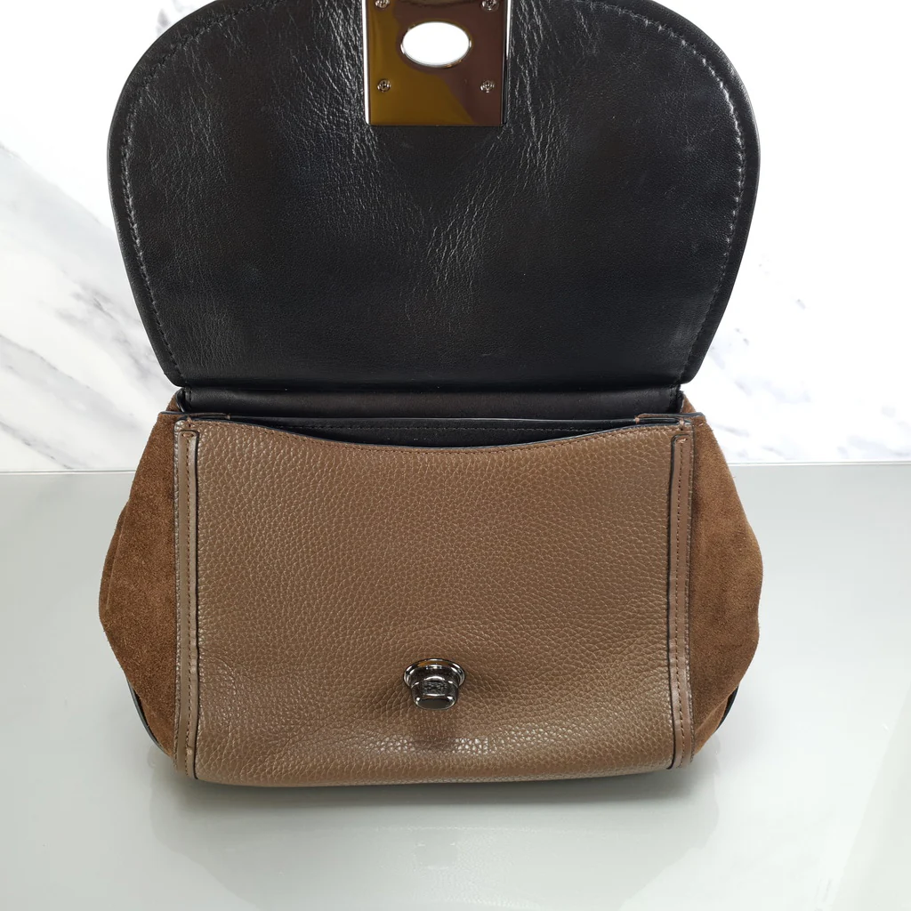 Coach Drifter With Western Rivets & Top Handle in Mixed Leather Fatigue Brown Suede - Image 13
