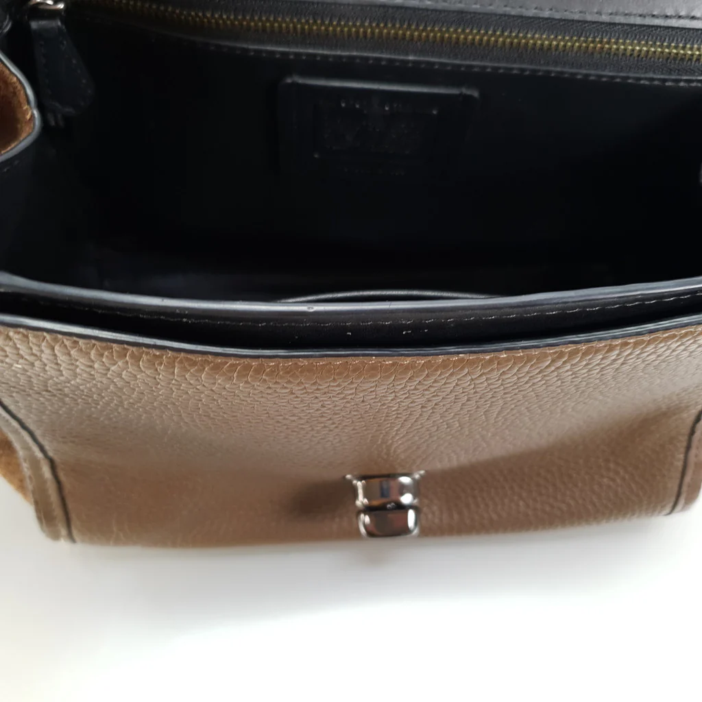 Coach Drifter With Western Rivets & Top Handle in Mixed Leather Fatigue Brown Suede - Image 17
