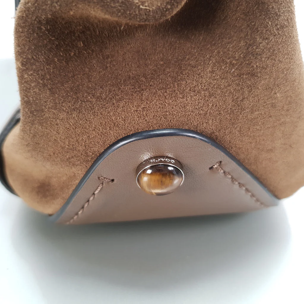 Coach Drifter With Western Rivets & Top Handle in Mixed Leather Fatigue Brown Suede - Image 6