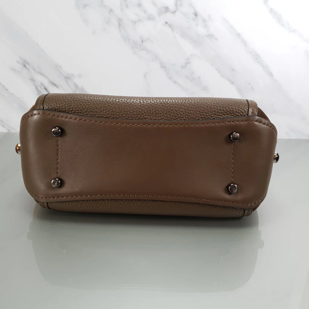Coach Drifter With Western Rivets & Top Handle in Mixed Leather Fatigue Brown Suede - Image 9
