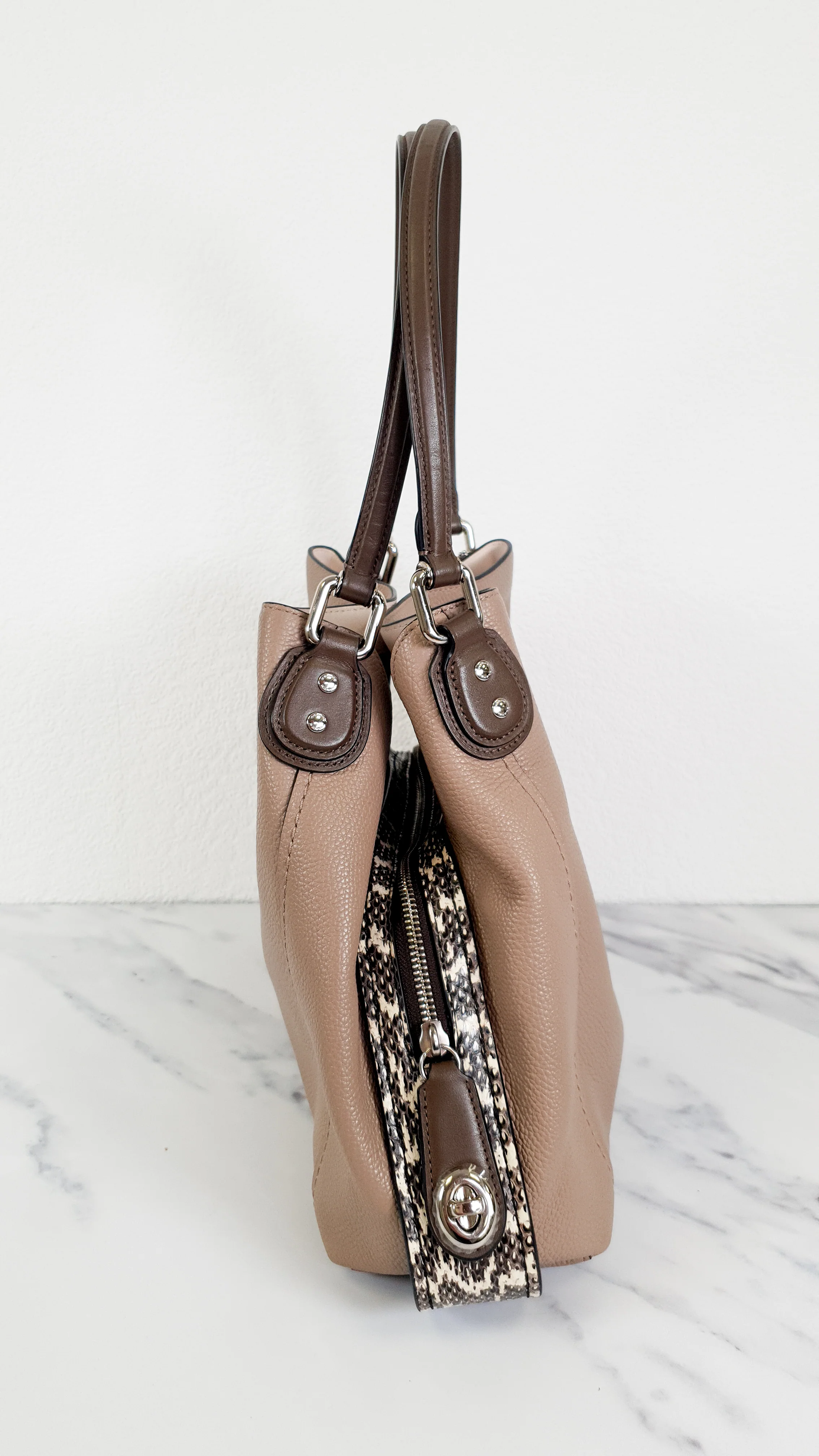 Coach Edie 31 in Stone Taupe with Genuine Snakeskin Colorblock Pebble Leather - Shoulder Bag Coach 57670 - Image 12