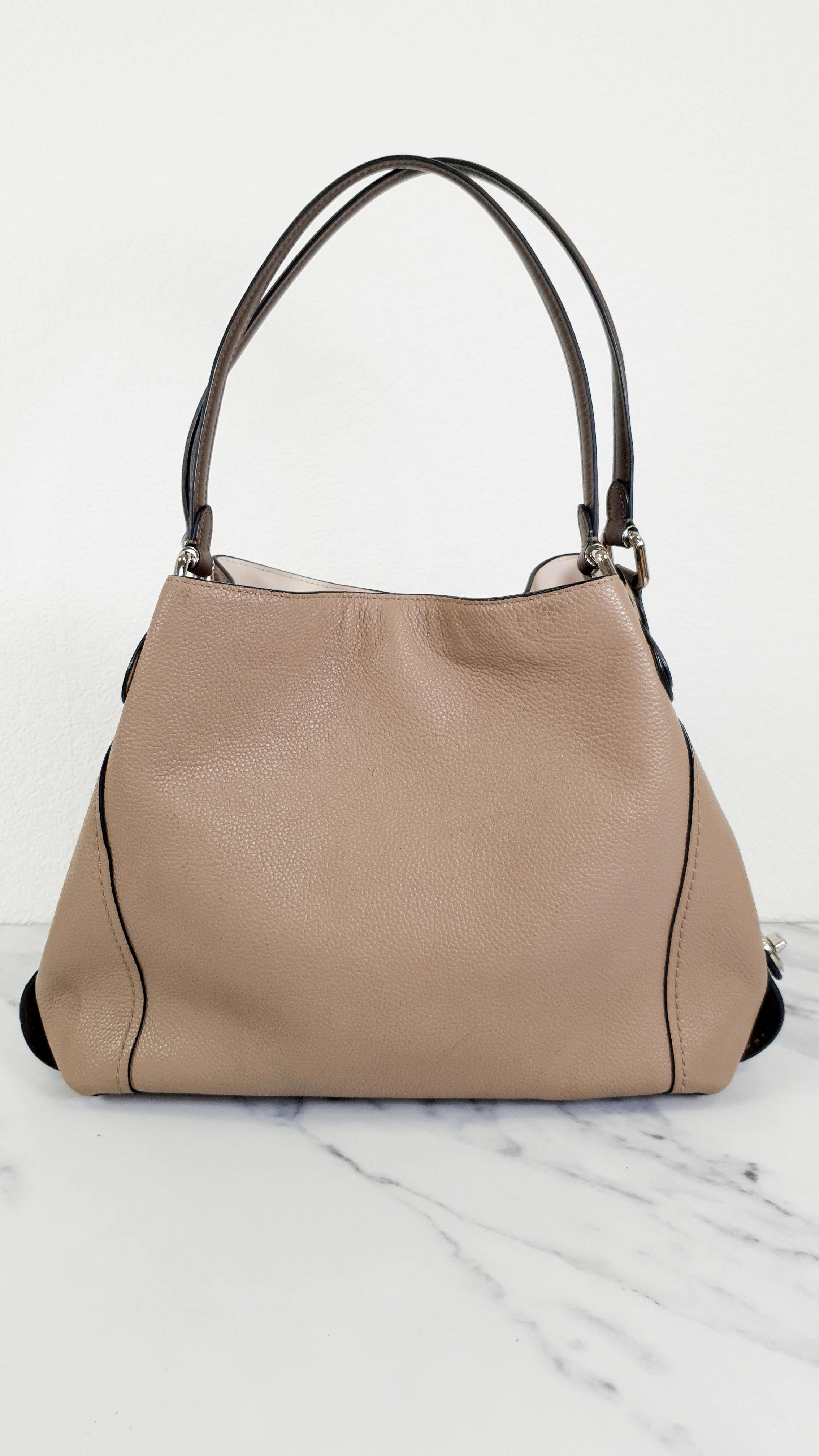 Coach Edie 31 in Stone Taupe with Genuine Snakeskin Colorblock Pebble Leather - Shoulder Bag Coach 57670 - Image 8