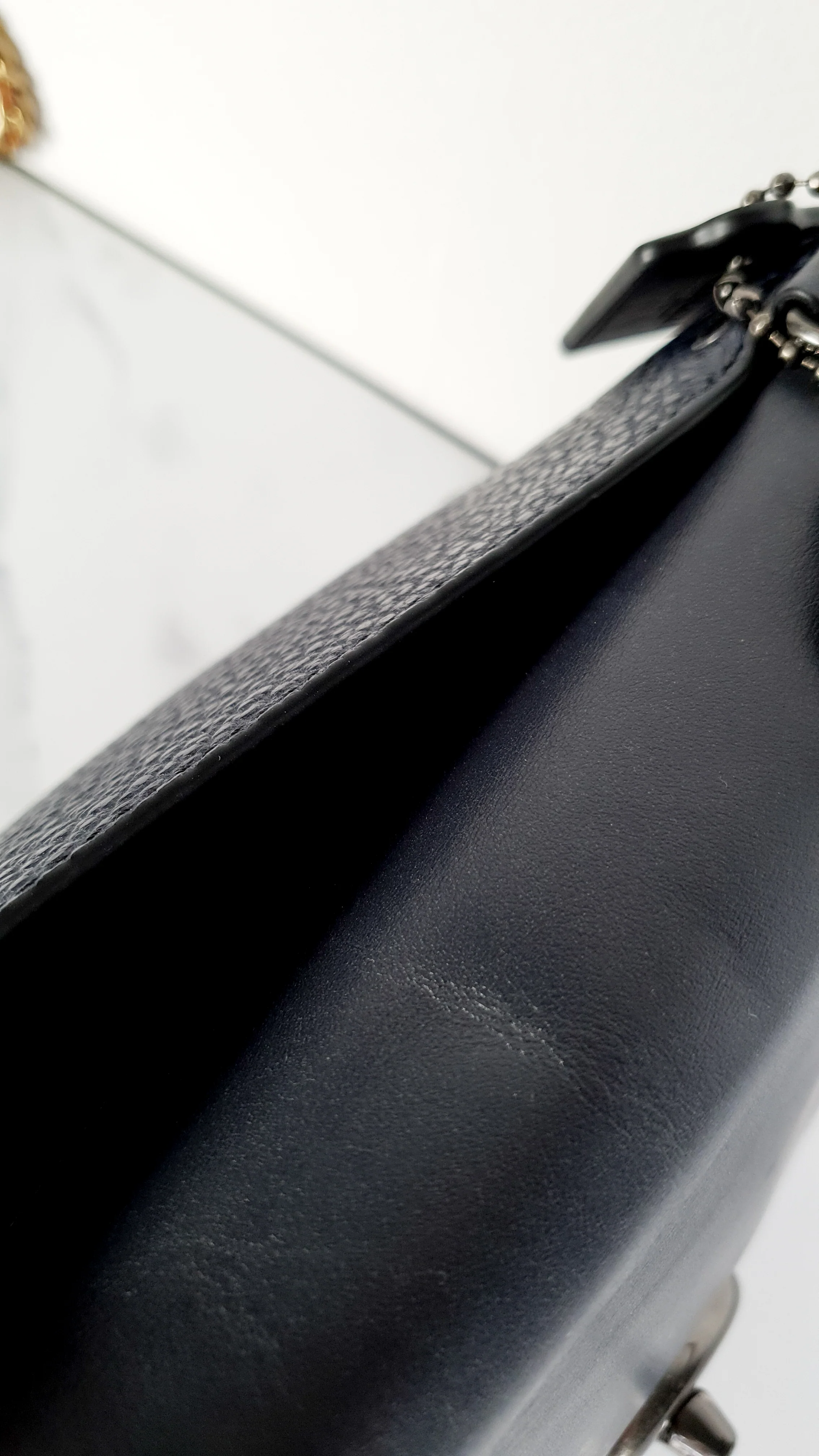 Coach Faye in Dark Blue Navy Mixed Leather & Suede Flap Bag Turnlock Tophandle Crossbody - Coach F22348 - Image 7