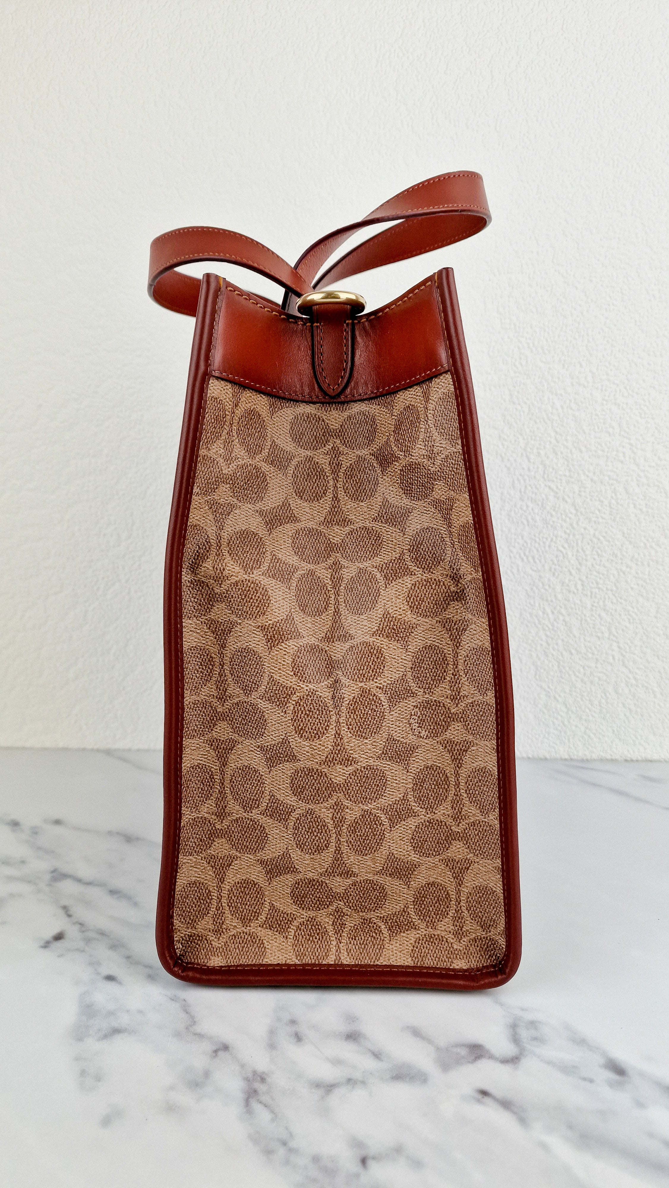 Coach Field Tote Bag In Signature Coated Canvas With Big Apple Skyline New York Saddle Brown Tan Truffle Rust - Handbag Coach C0769 - Image 13