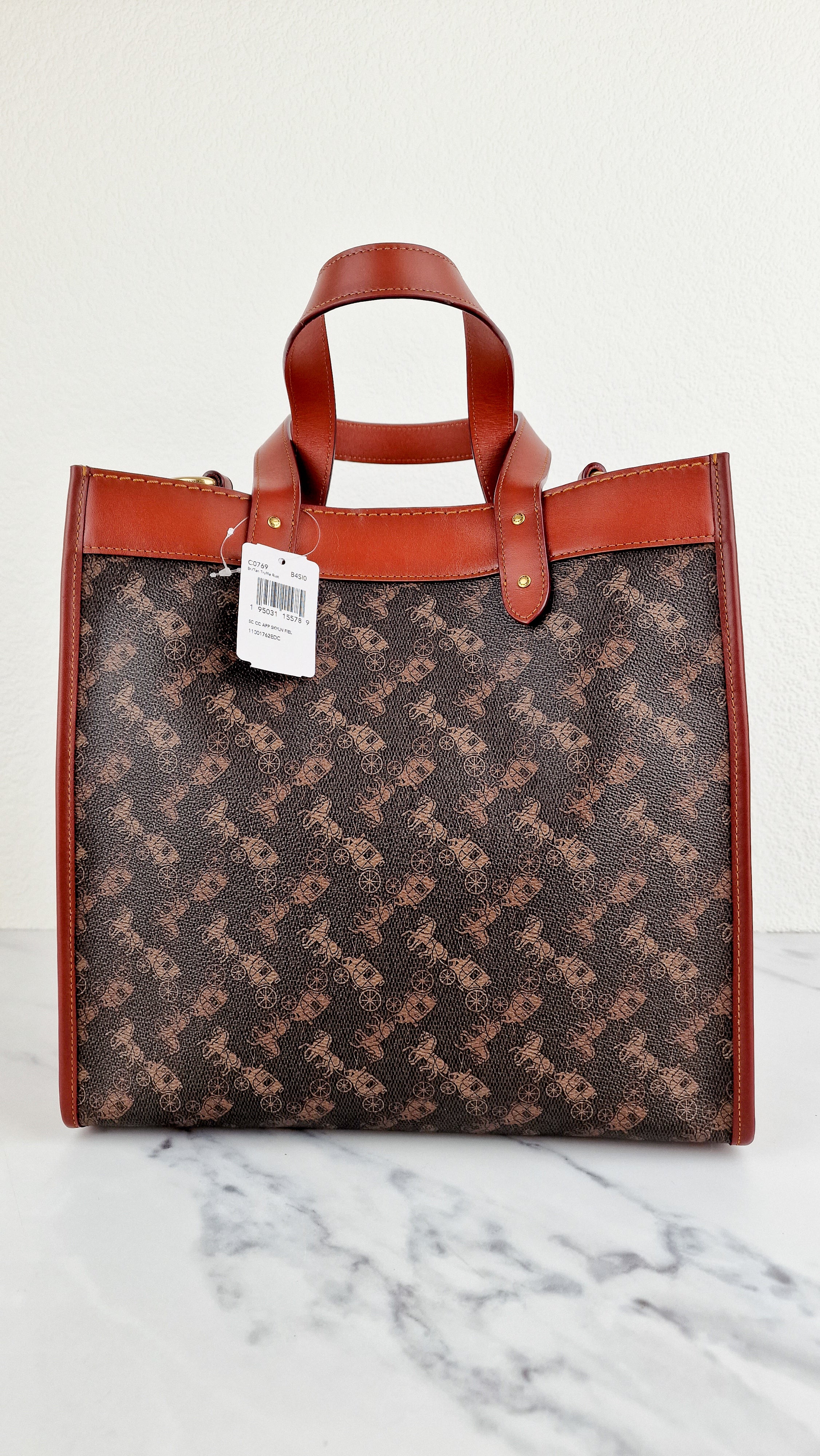 Coach Field Tote Bag In Signature Coated Canvas With Big Apple Skyline New York Saddle Brown Tan Truffle Rust - Handbag Coach C0769 - Image 14