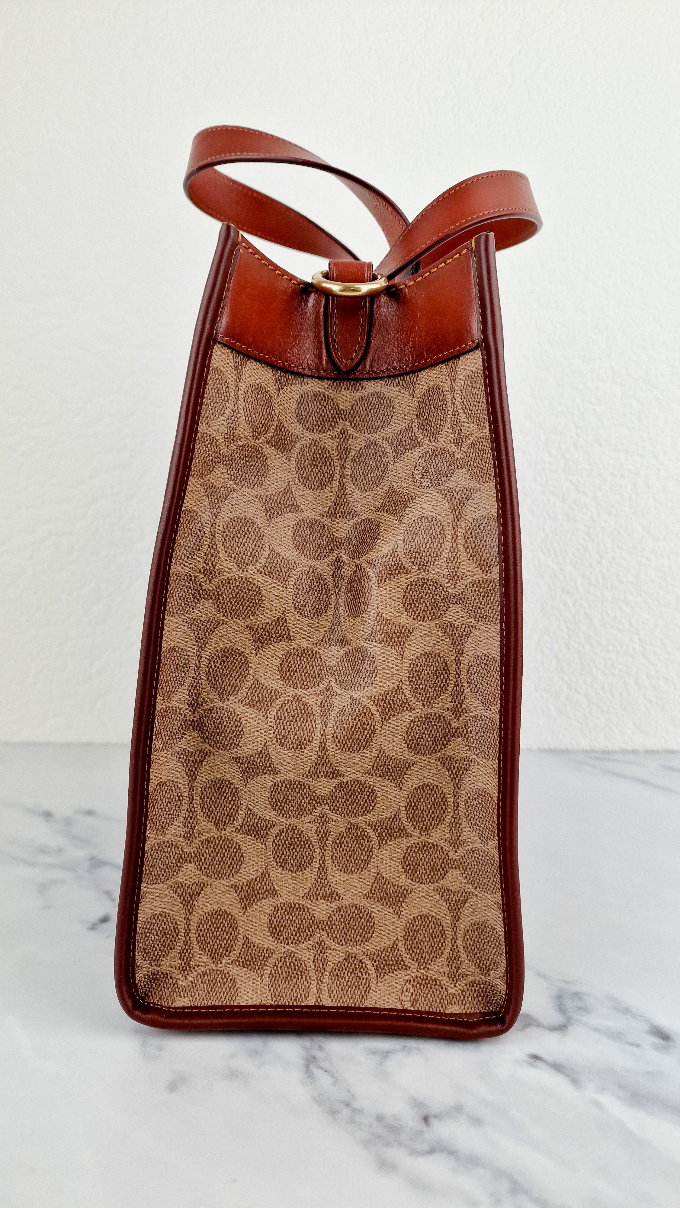 Coach Field Tote Bag In Signature Coated Canvas With Big Apple Skyline New York Saddle Brown Tan Truffle Rust - Handbag Coach C0769 - Image 3