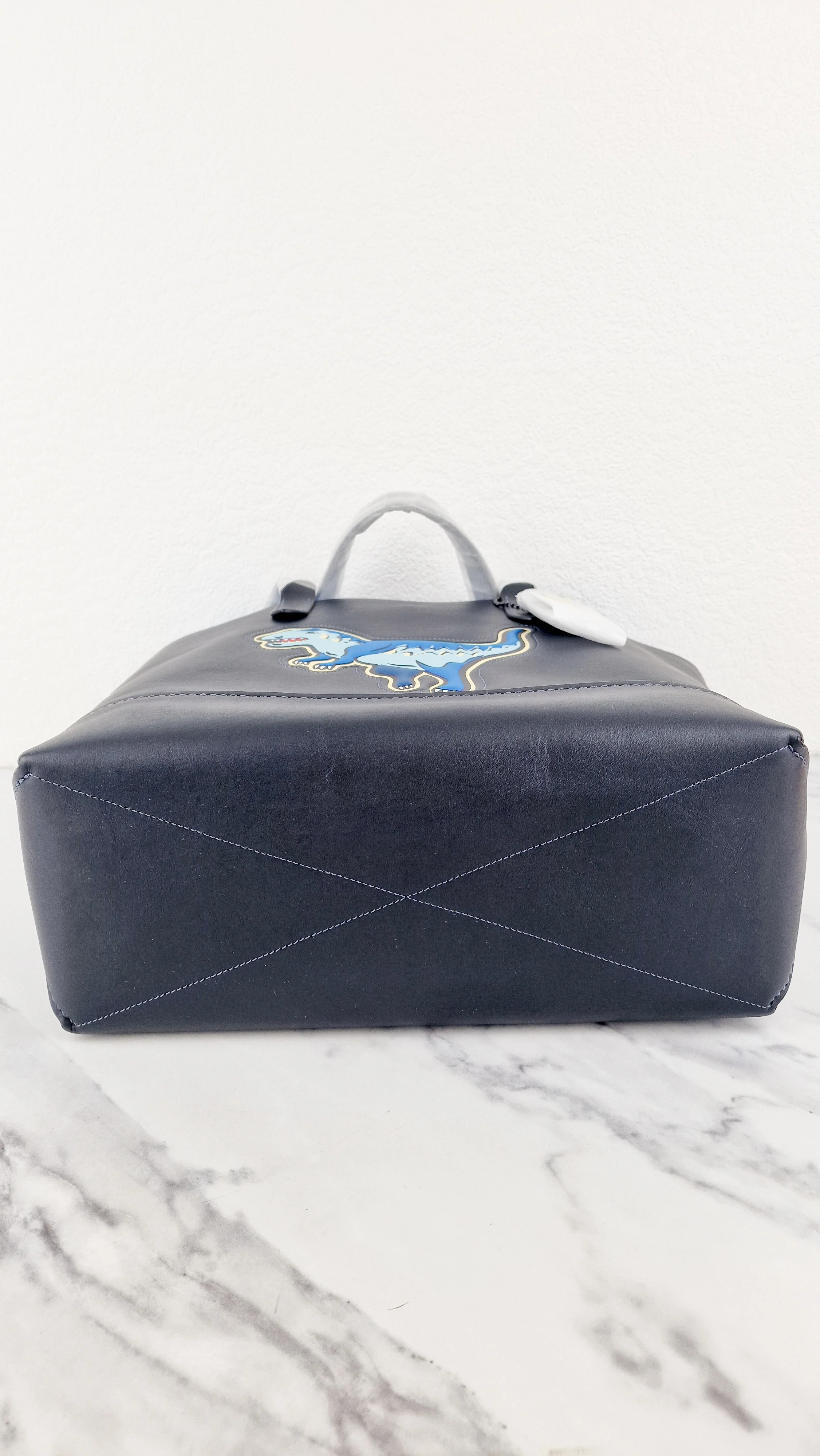 Coach 1941 Gotham Tote Rexy Bag Dark Navy Blue & Black Glovetanned Leather - Shoulder Bag - Coach 11087 - Image 12