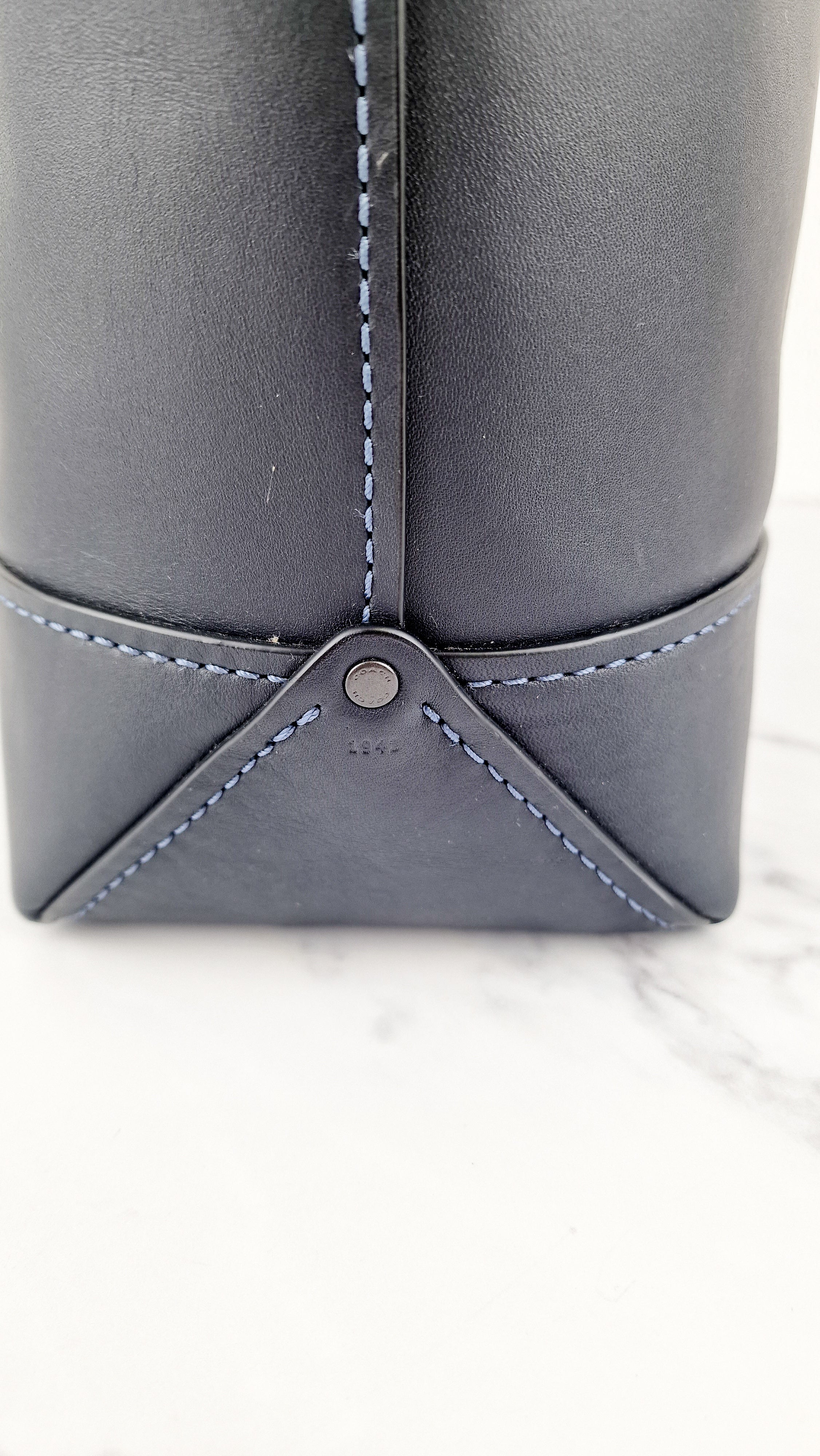Coach 1941 Gotham Tote Rexy Bag Dark Navy Blue & Black Glovetanned Leather - Shoulder Bag - Coach 11087 - Image 6