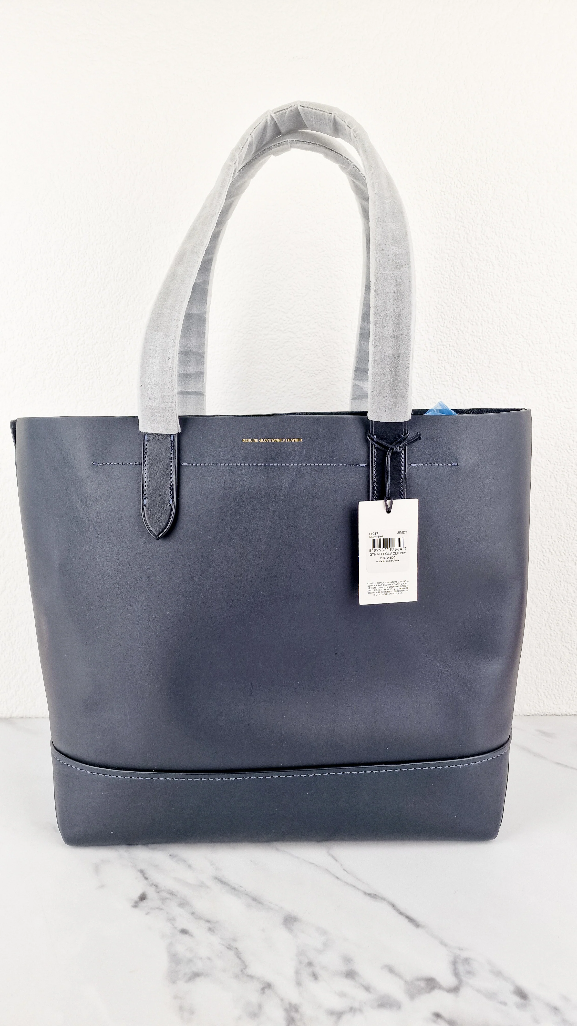 Coach 1941 Gotham Tote Rexy Bag Dark Navy Blue & Black Glovetanned Leather - Shoulder Bag - Coach 11087 - Image 7