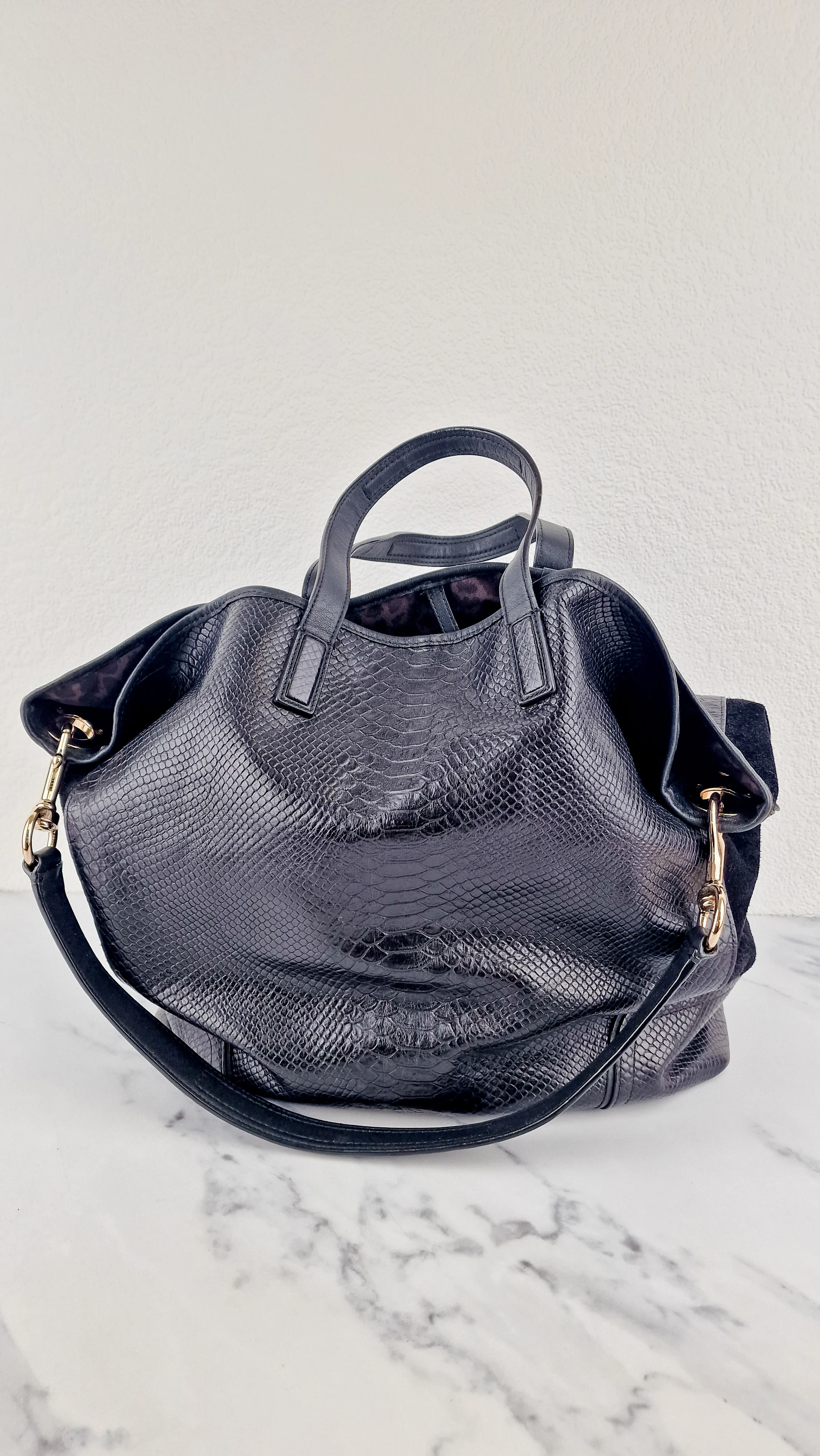 Coach Hadley XL Tote in Black Python Embossed Leather & Suede - Coach F30963 - Image 2