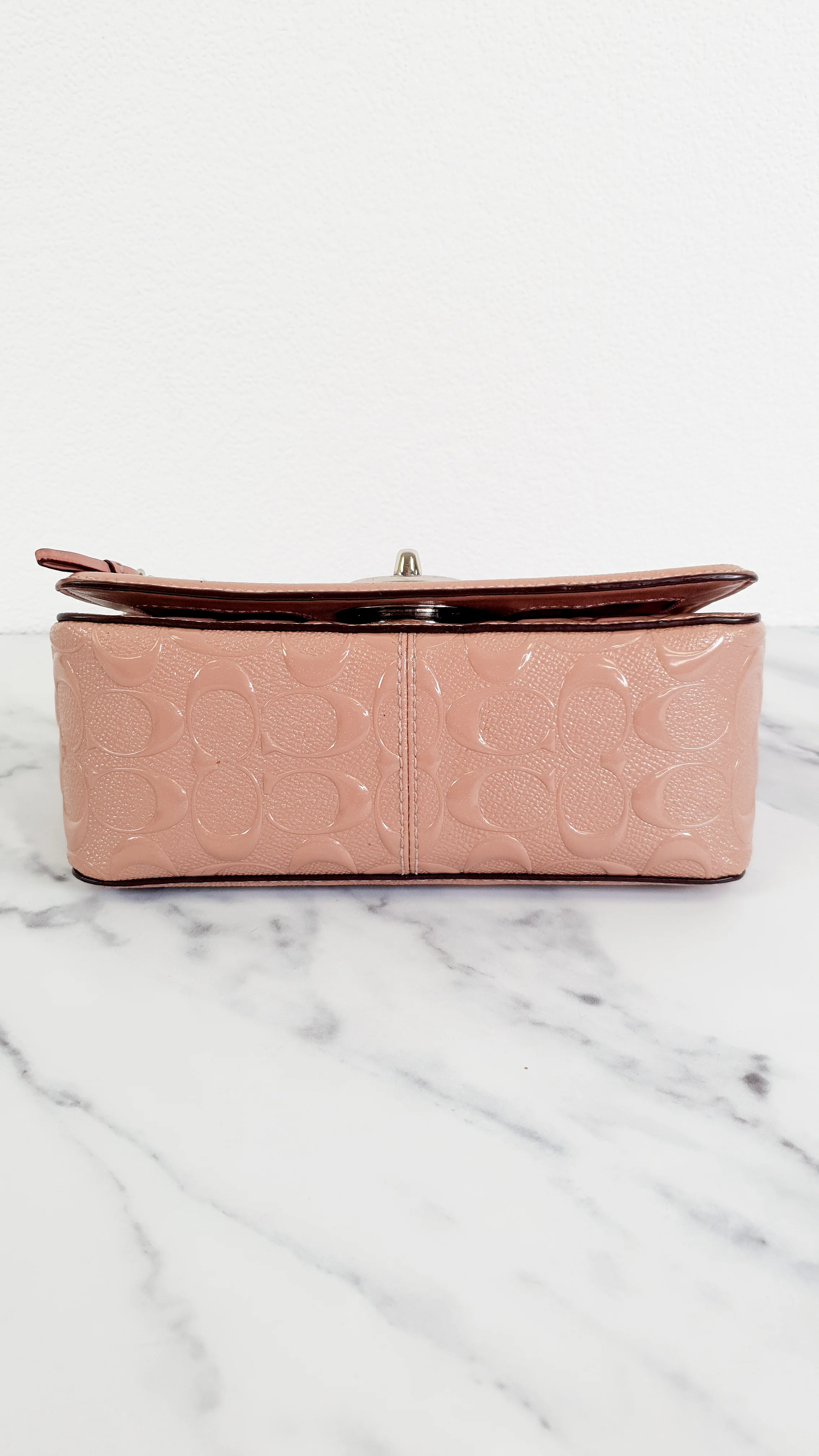 Coach Lex Small Flap Bag in Signature Debossed Patent Leather in Blush Pink - Crossbody Bag Shoulder Bag - Coach F22292 - Image 10