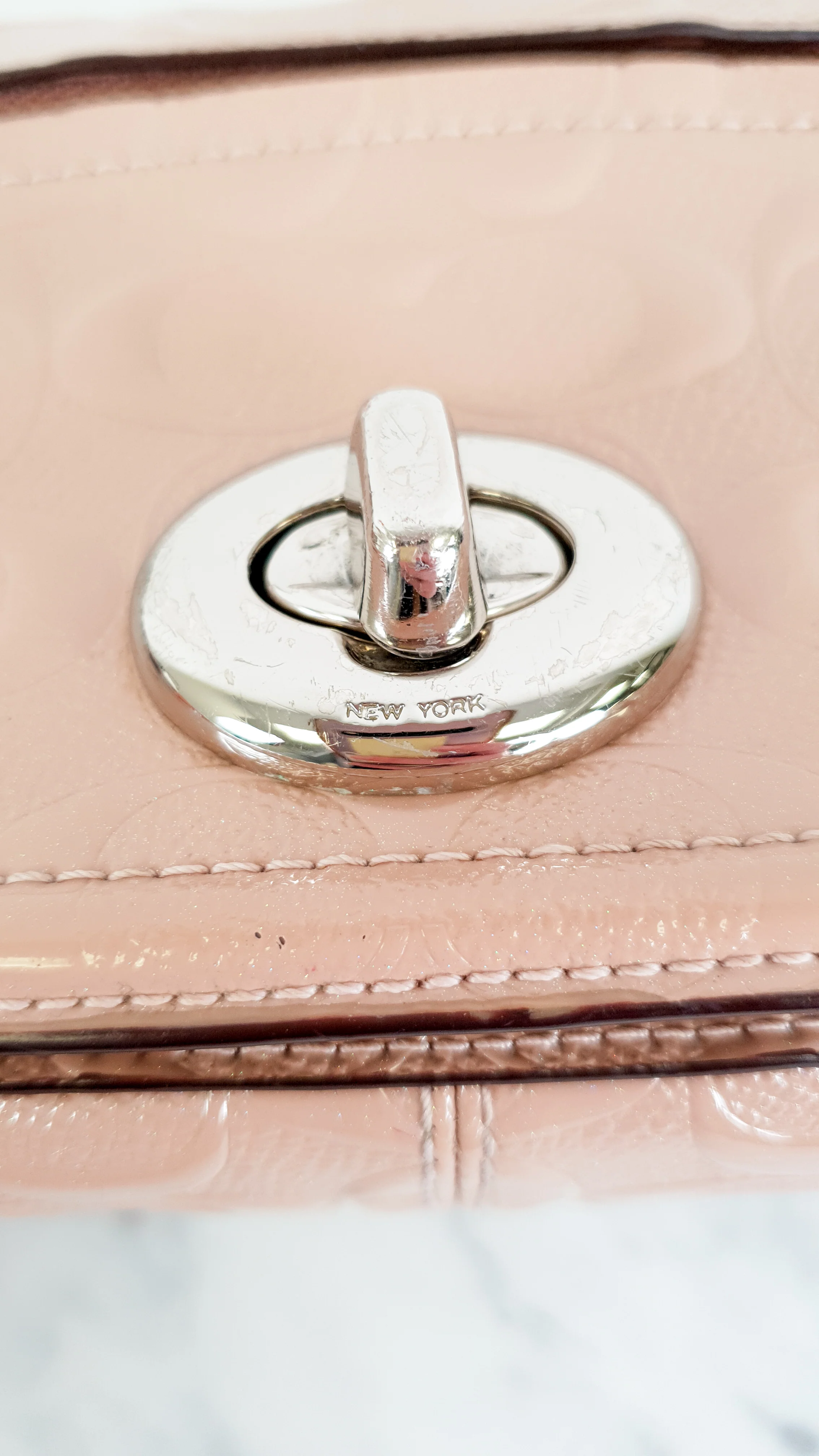 Coach Lex Small Flap Bag in Signature Debossed Patent Leather in Blush Pink - Crossbody Bag Shoulder Bag - Coach F22292 - Image 11