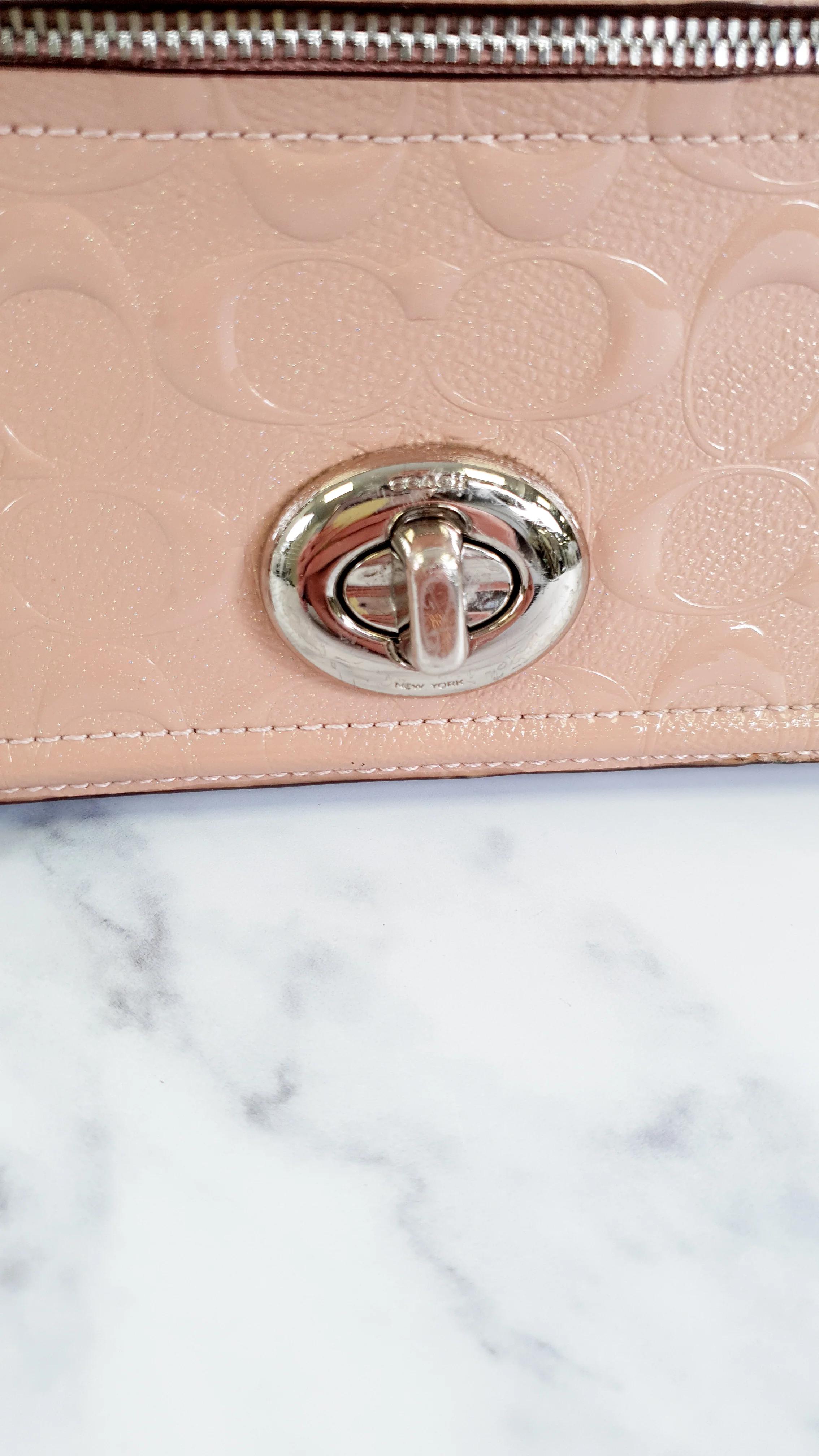 Coach Lex Small Flap Bag in Signature Debossed Patent Leather in Blush Pink - Crossbody Bag Shoulder Bag - Coach F22292 - Image 2