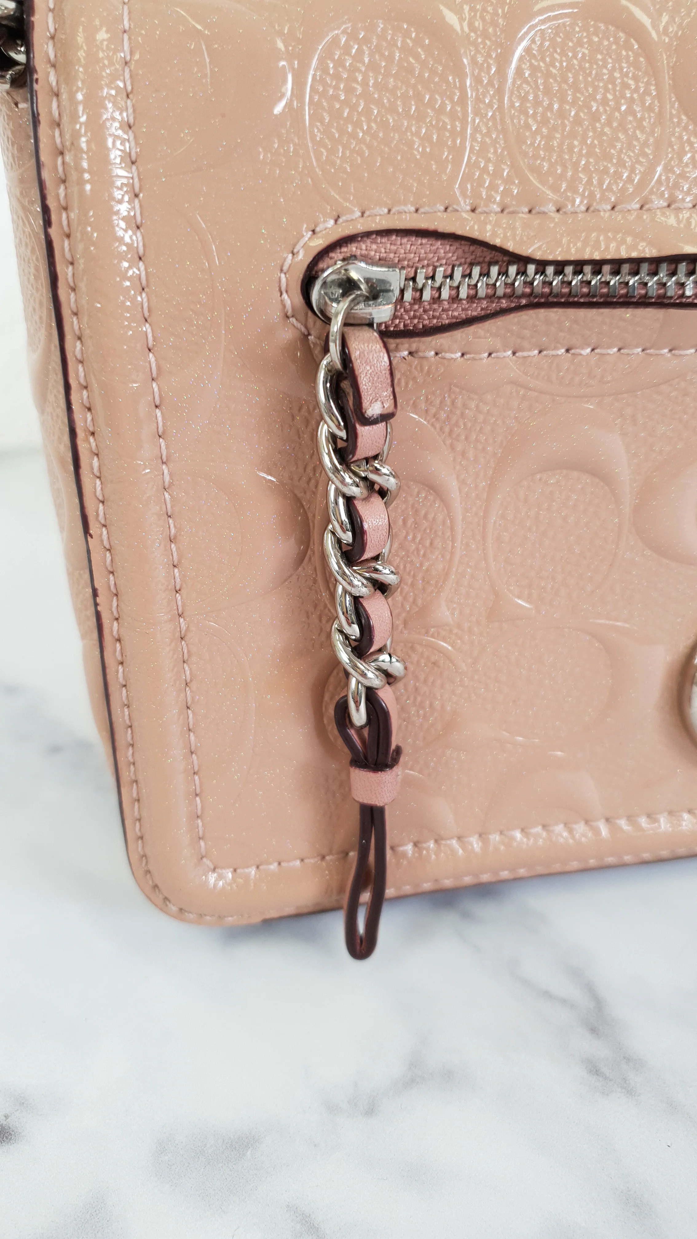 Coach Lex Small Flap Bag in Signature Debossed Patent Leather in Blush Pink - Crossbody Bag Shoulder Bag - Coach F22292 - Image 3