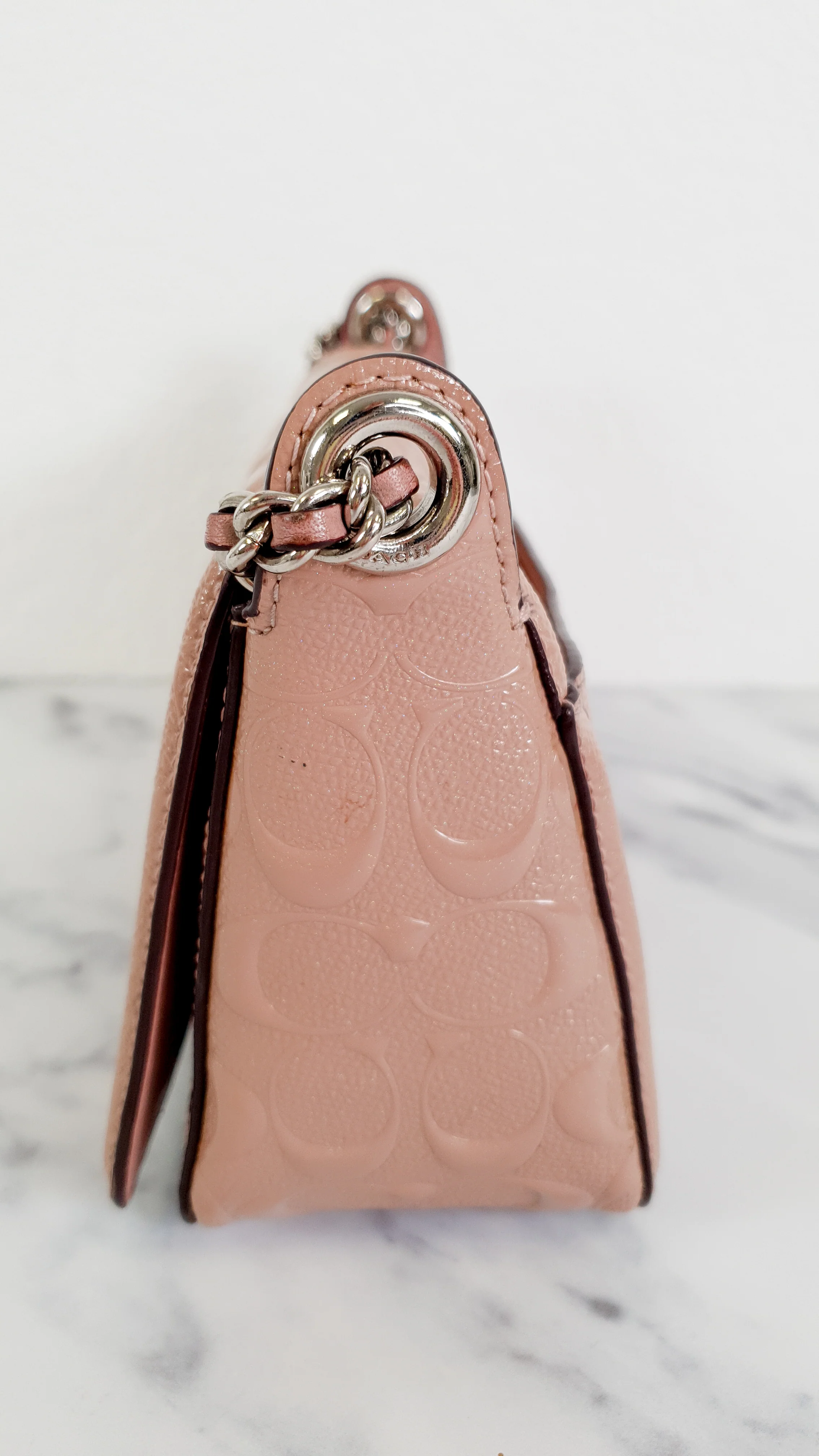 Coach Lex Small Flap Bag in Signature Debossed Patent Leather in Blush Pink - Crossbody Bag Shoulder Bag - Coach F22292 - Image 5